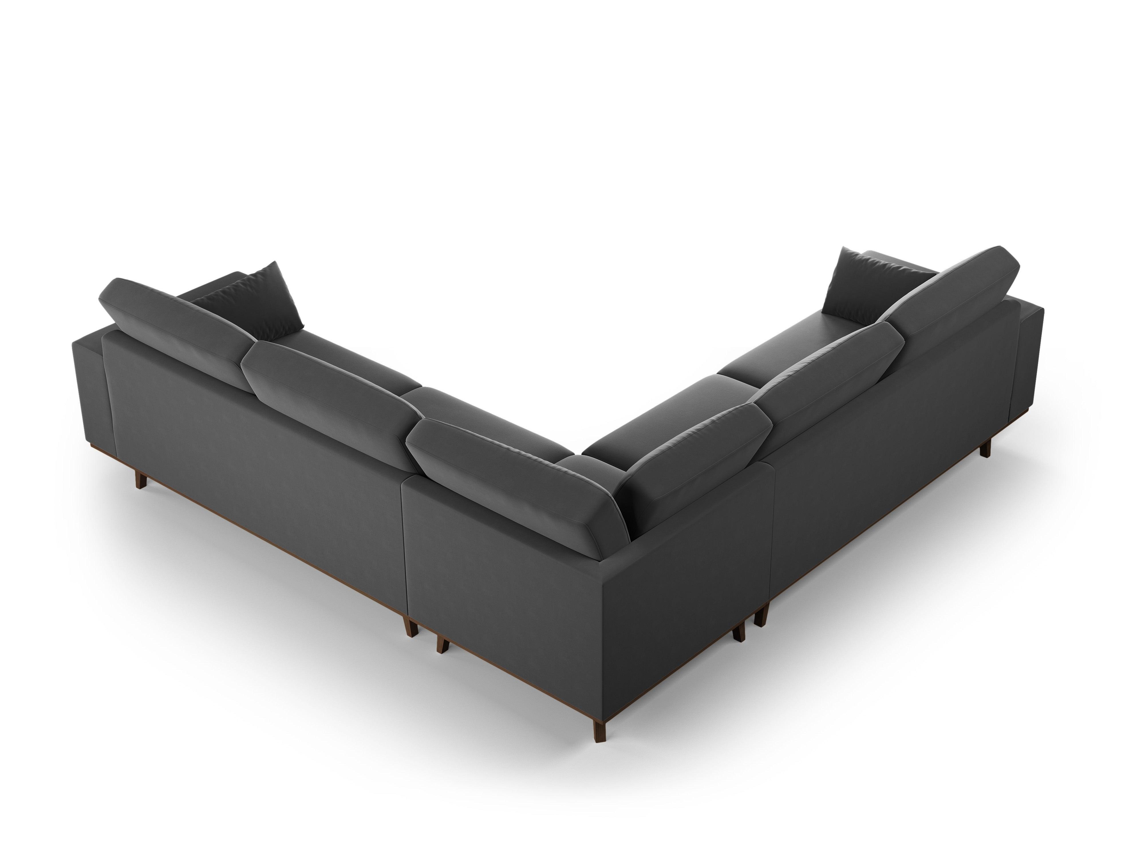 Narożnik aksamitny 5-osobowy symetryczny HEBE ciemnoszary Mazzini Sofas Eye on Design