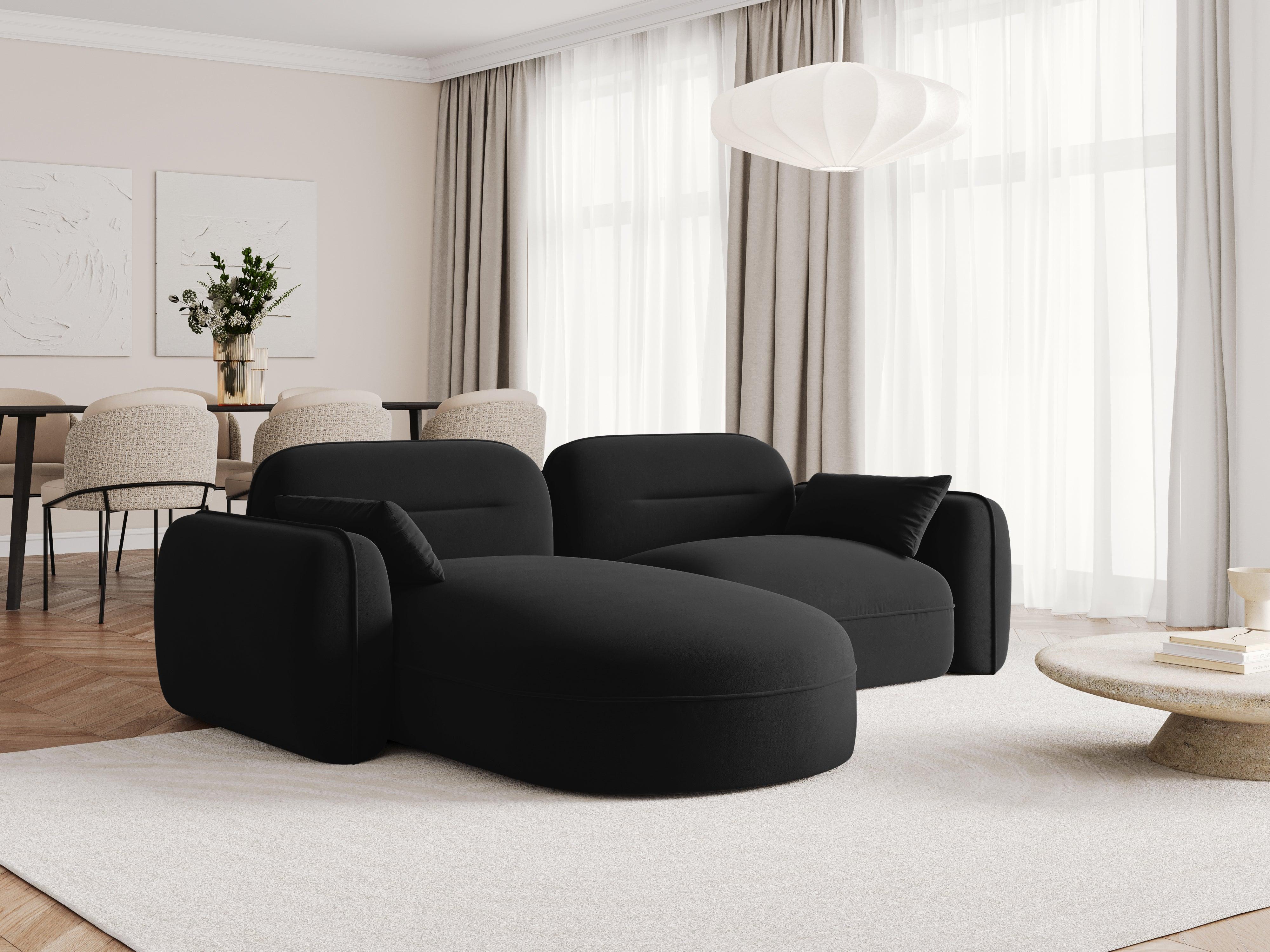 Narożnik modułowy aksamitny lewostronny 3-osobowy SYDNEY czarny Cosmopolitan Design Eye on Design