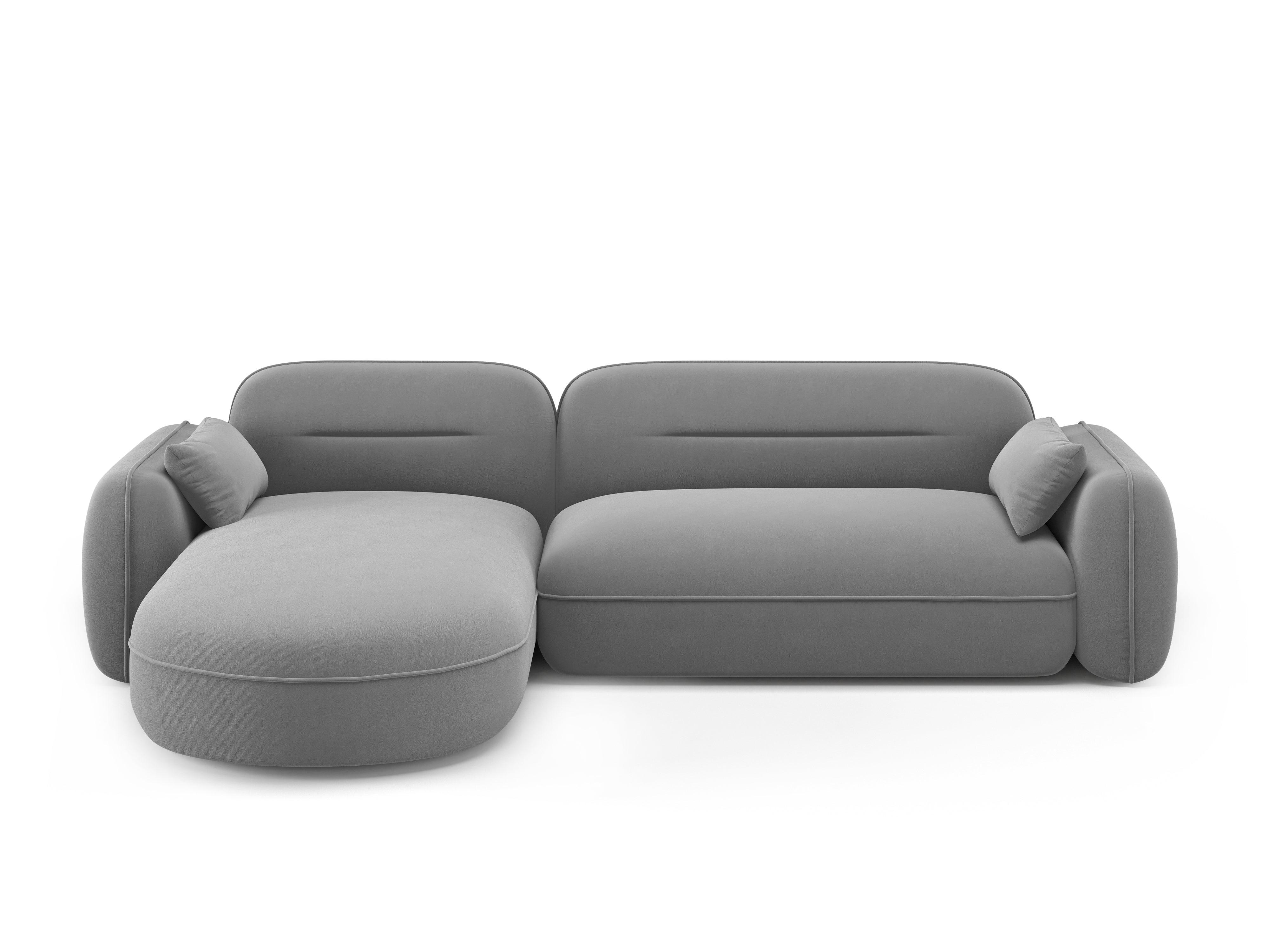 Narożnik modułowy aksamitny lewostronny 3,5-osobowy SYDNEY jasnoszary Cosmopolitan Design Eye on Design