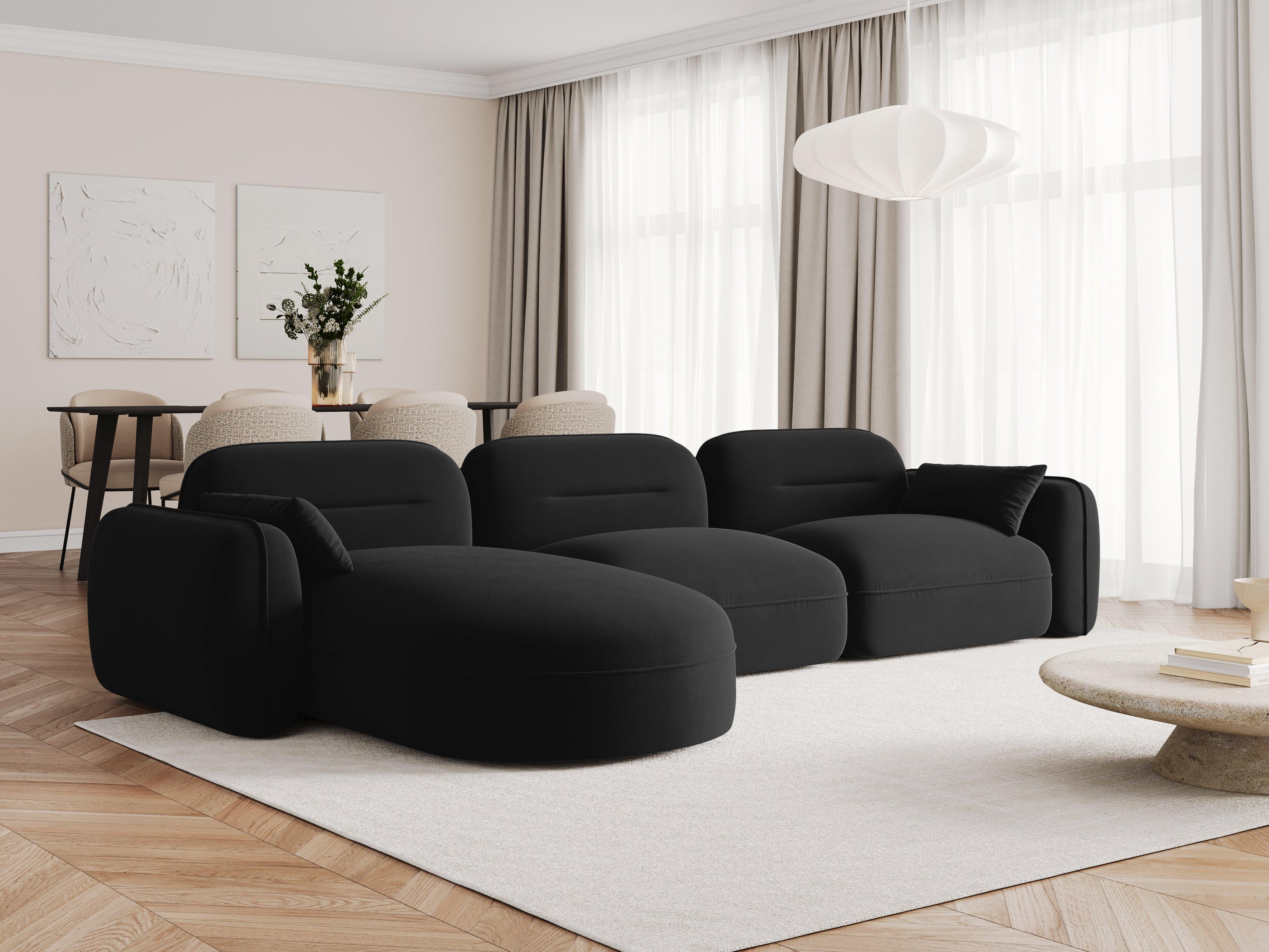 Narożnik modułowy aksamitny lewostronny 4-osobowy SYDNEY czarny Cosmopolitan Design Eye on Design