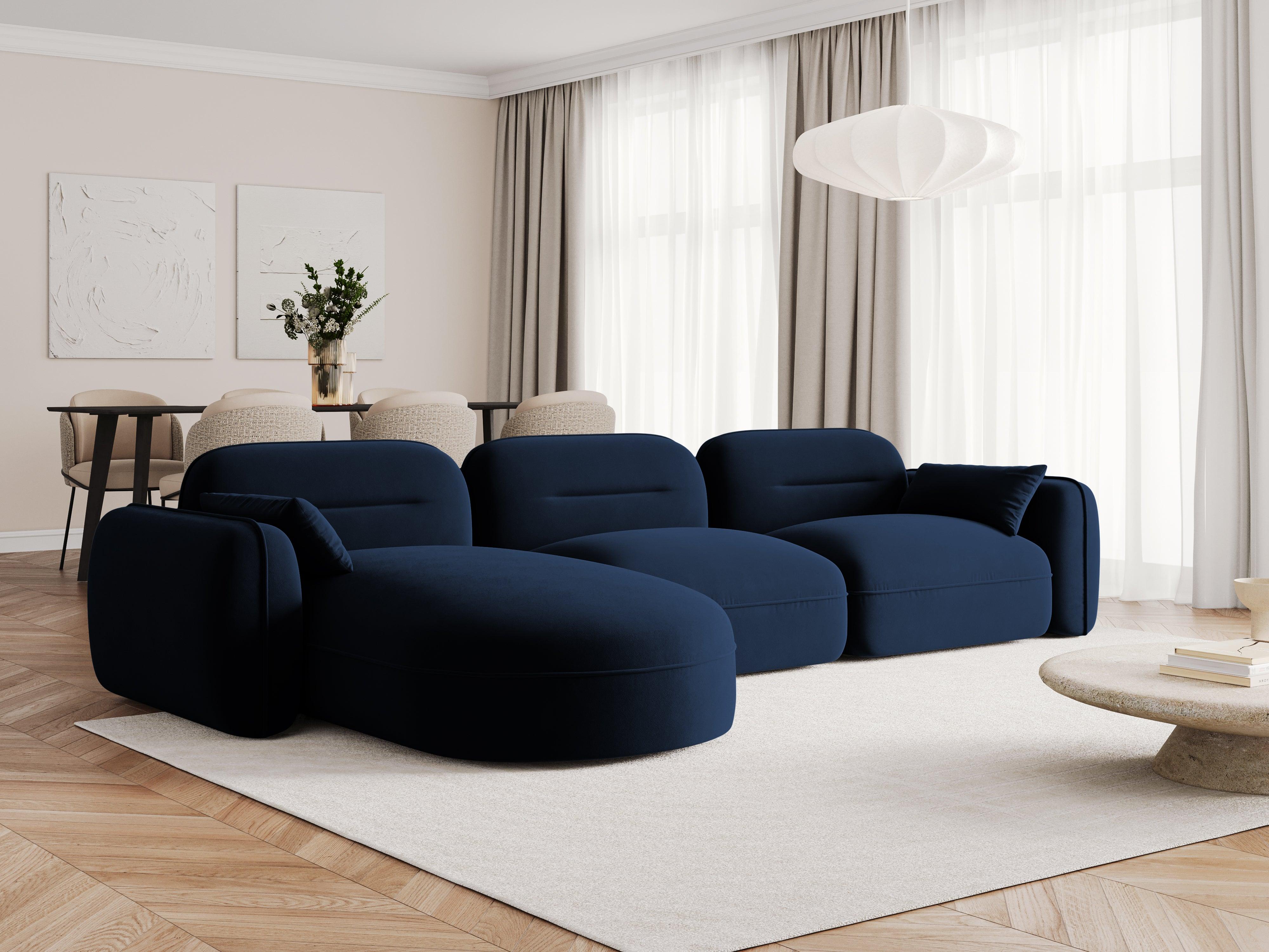 Narożnik modułowy aksamitny lewostronny 4-osobowy SYDNEY granat królewski Cosmopolitan Design Eye on Design