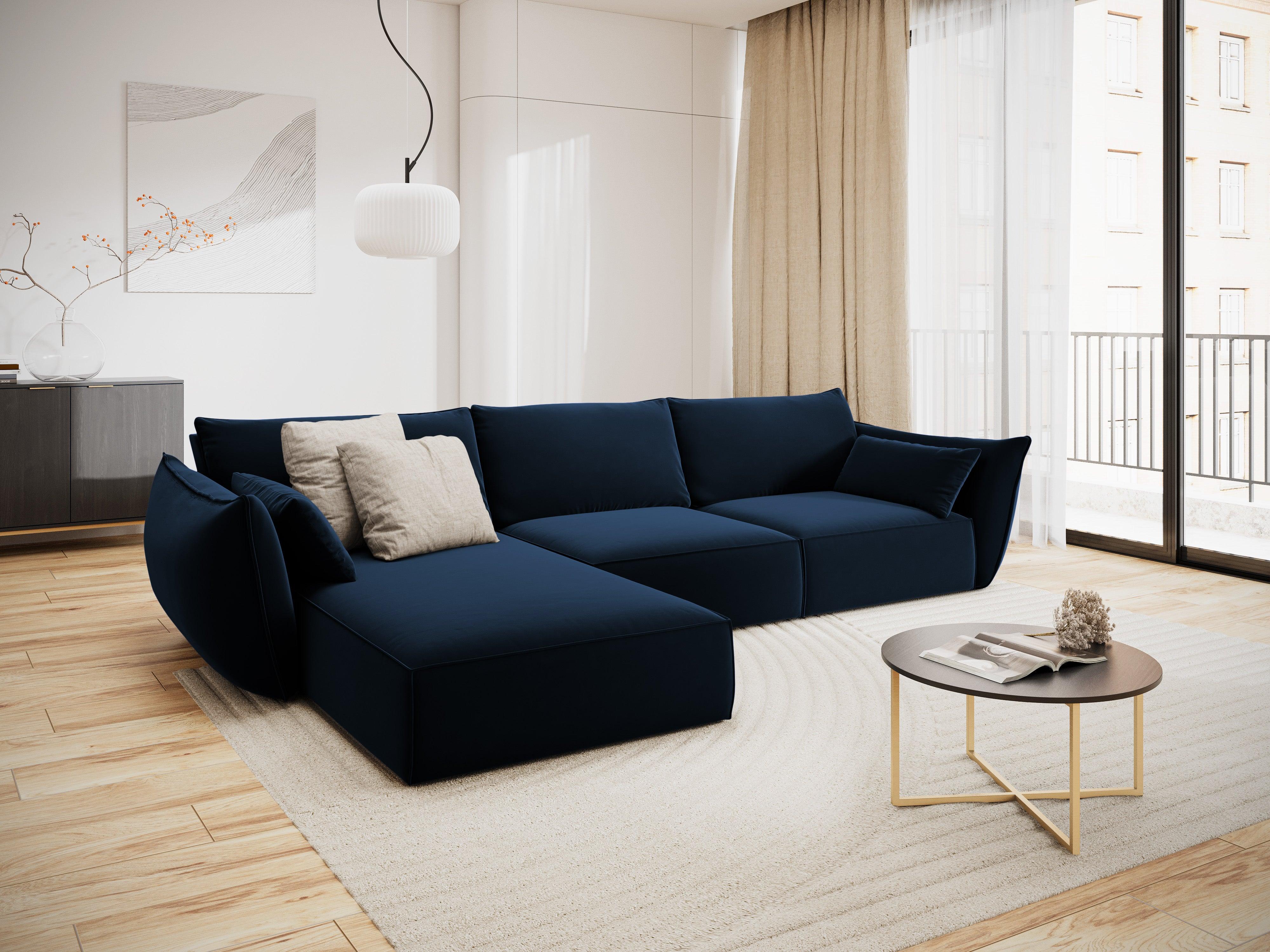Narożnik aksamitny lewostronny 4-osobowy VANDA granatowy Mazzini Sofas Eye on Design