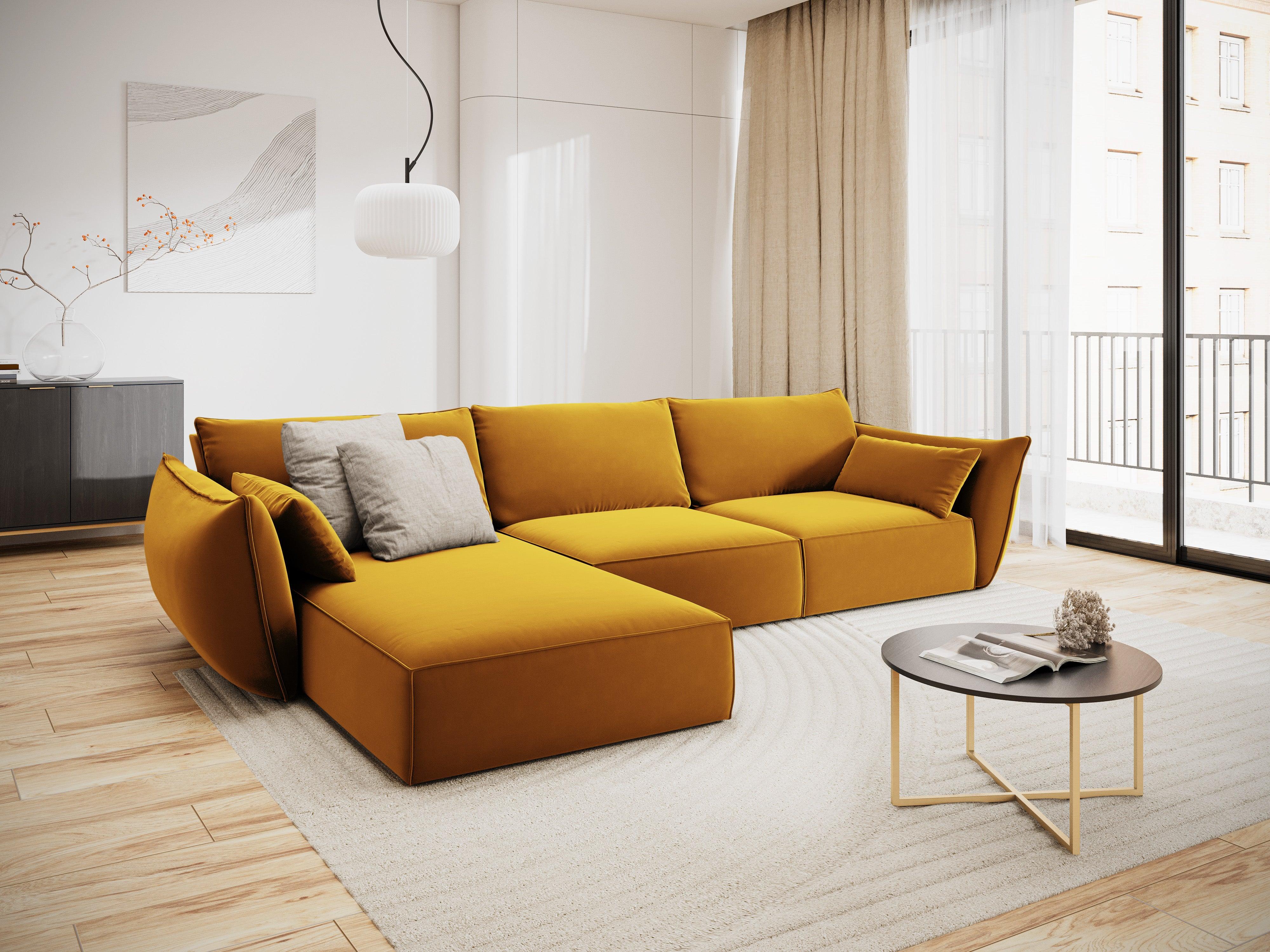 Narożnik aksamitny lewostronny 4-osobowy VANDA musztardowy Mazzini Sofas Eye on Design