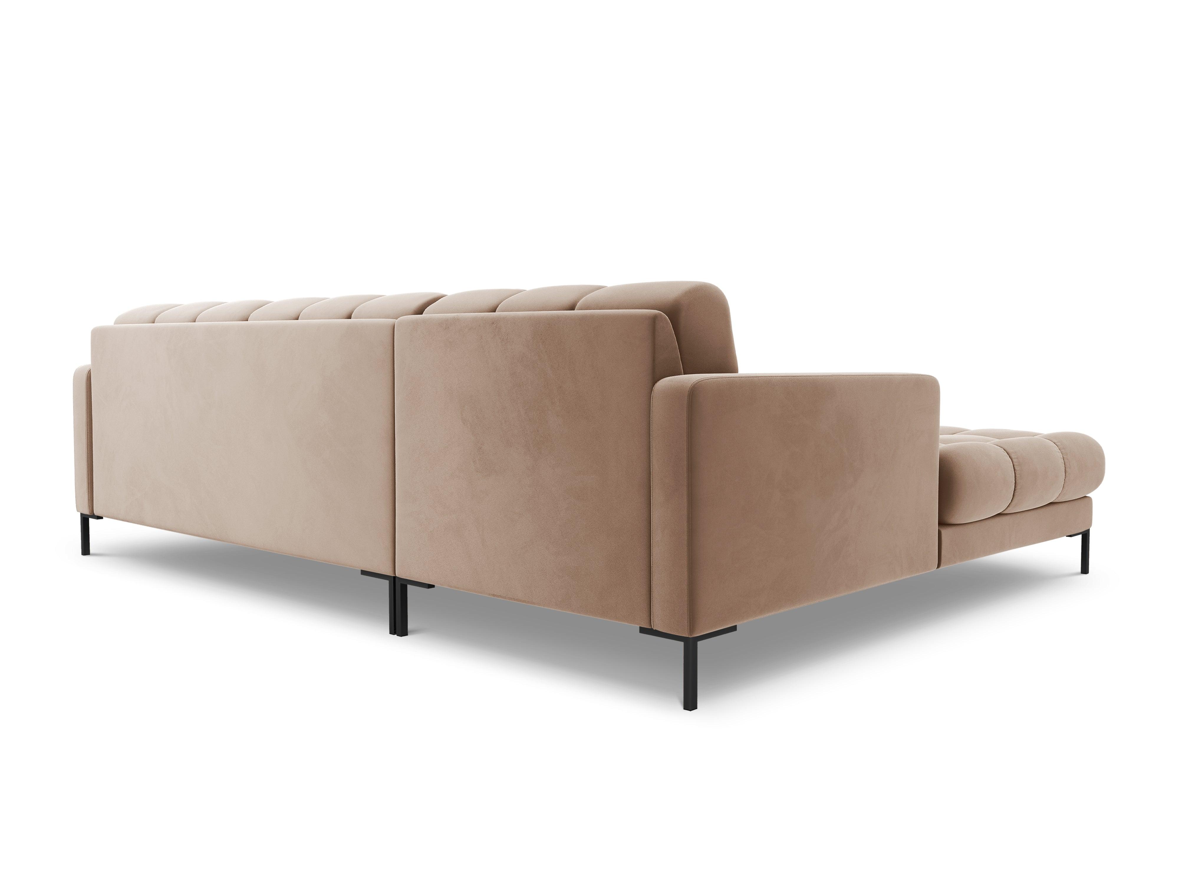 Narożnik aksamitny lewostronny BALI beżowy z czarną podstawą Cosmopolitan Design Eye on Design