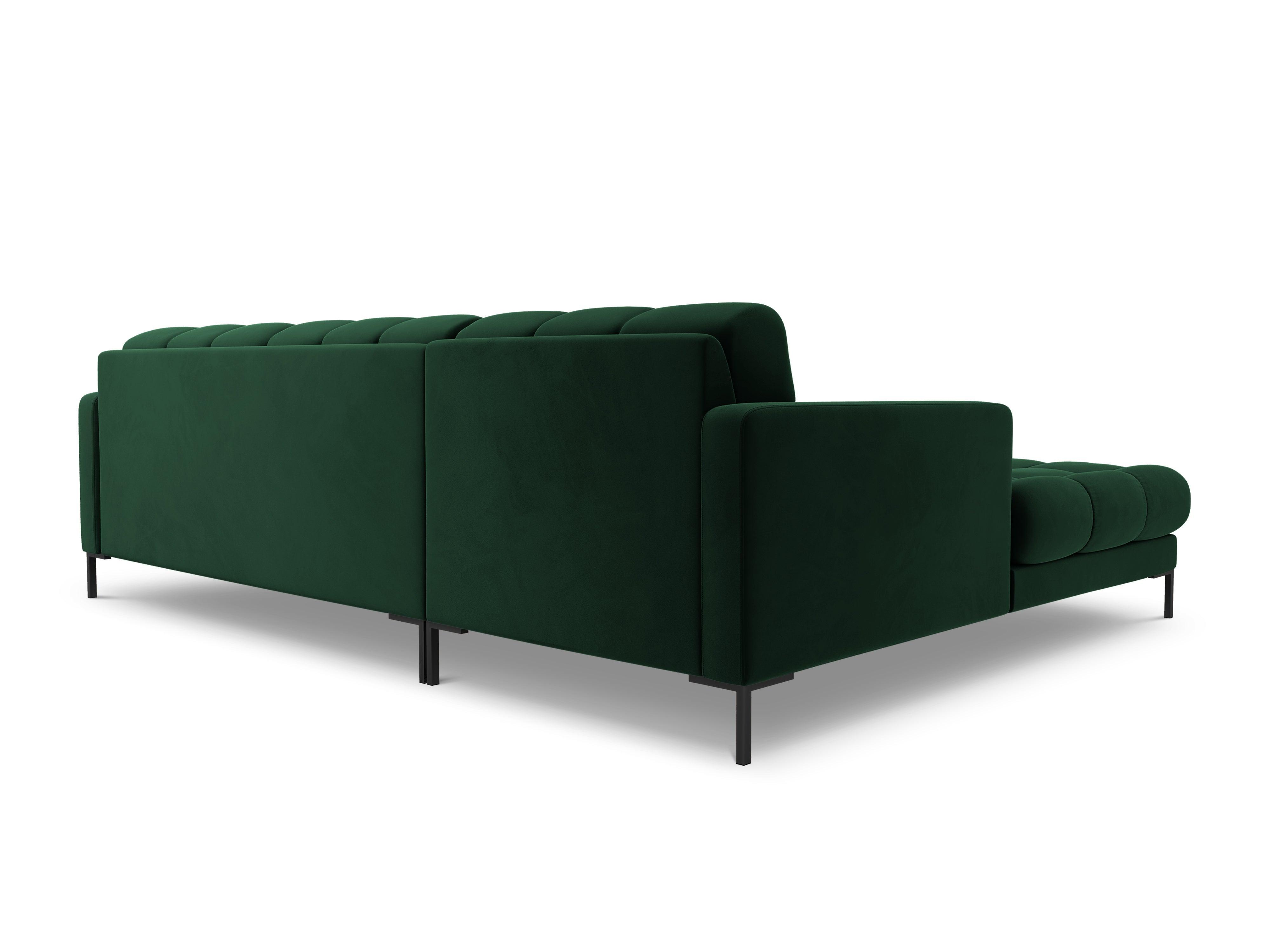 Narożnik aksamitny lewostronny BALI butelkowa zieleń z czarną podstawą Cosmopolitan Design Eye on Design