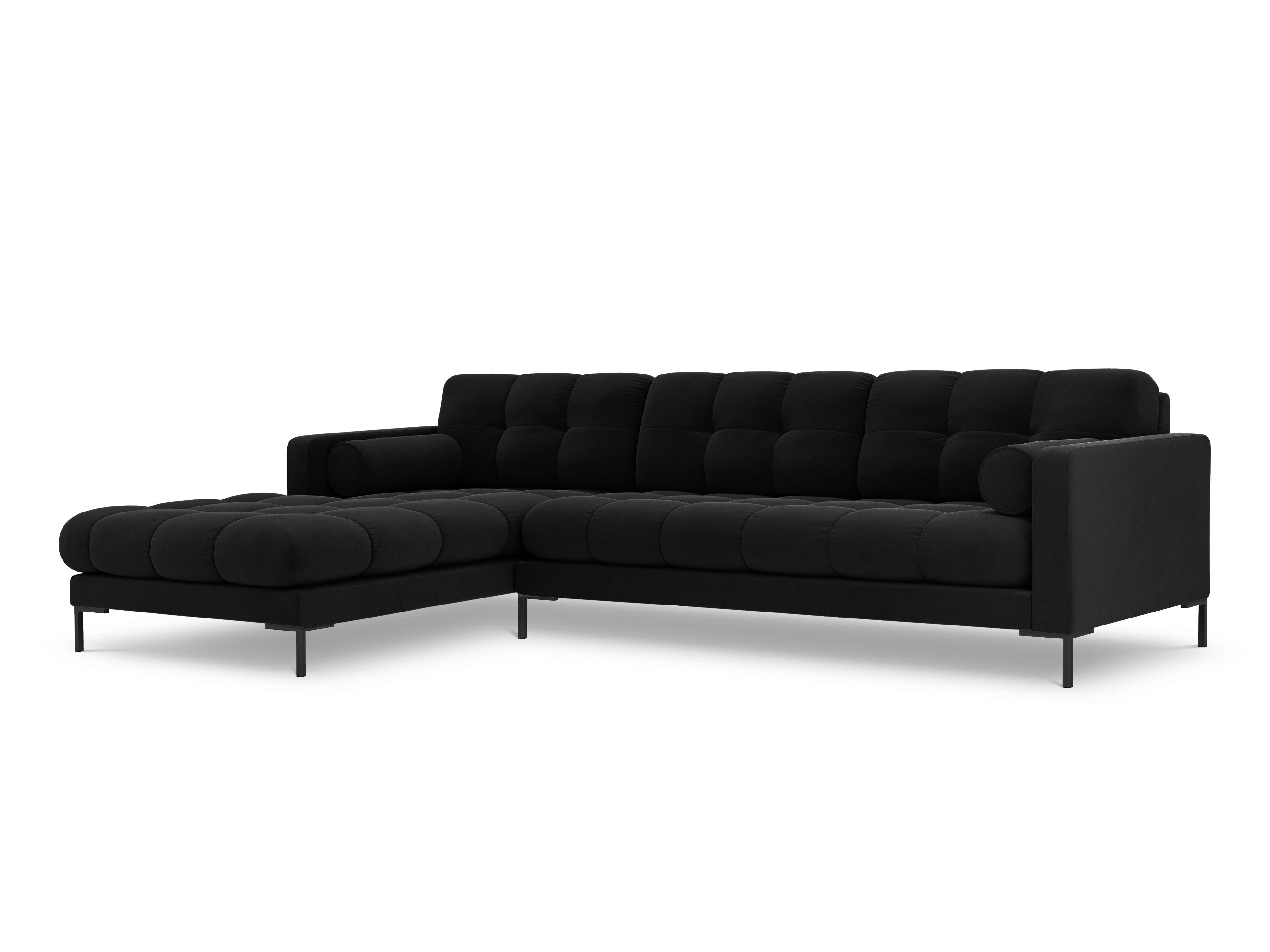 Narożnik aksamitny lewostronny BALI czarny z czarną podstawą Cosmopolitan Design Eye on Design