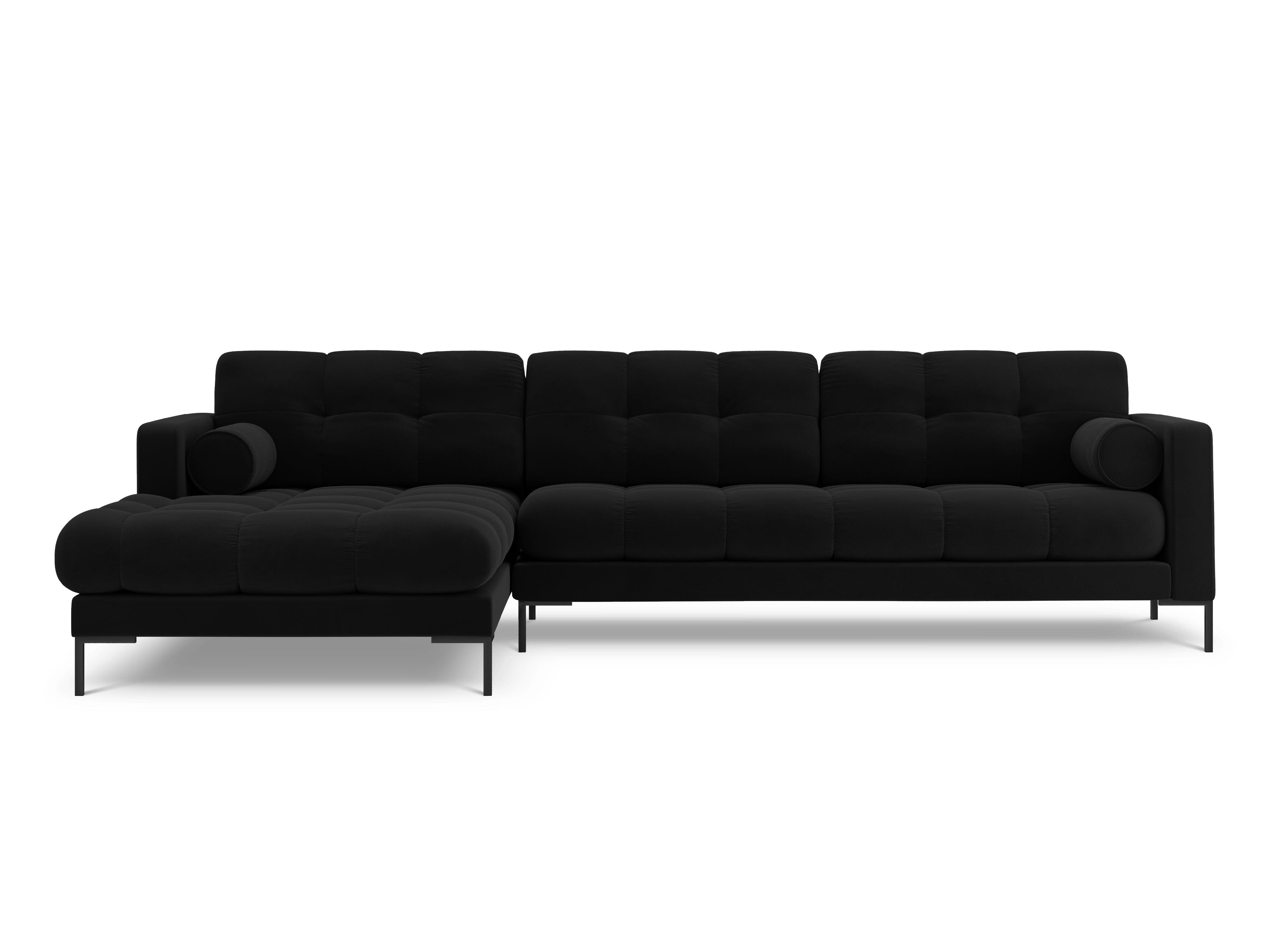 Narożnik aksamitny lewostronny BALI czarny z czarną podstawą Cosmopolitan Design Eye on Design
