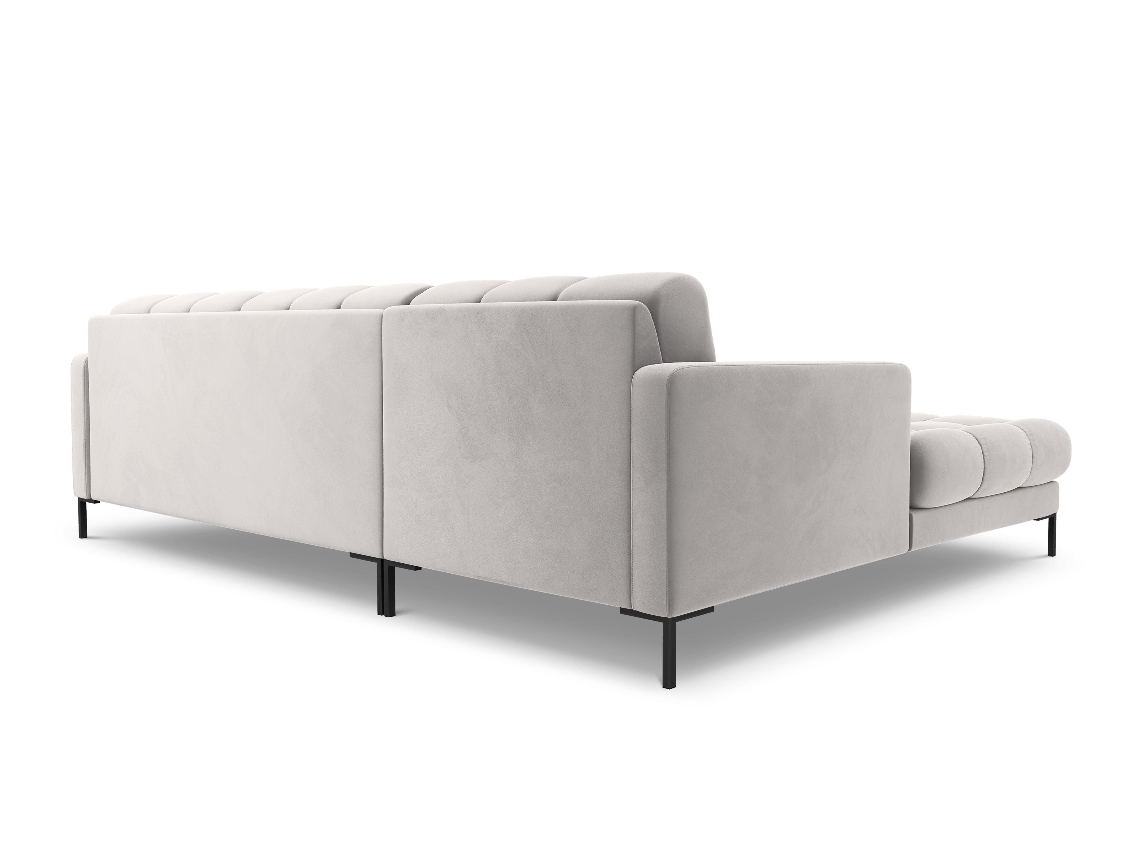 Narożnik aksamitny lewostronny BALI srebrny z czarną podstawą Cosmopolitan Design Eye on Design