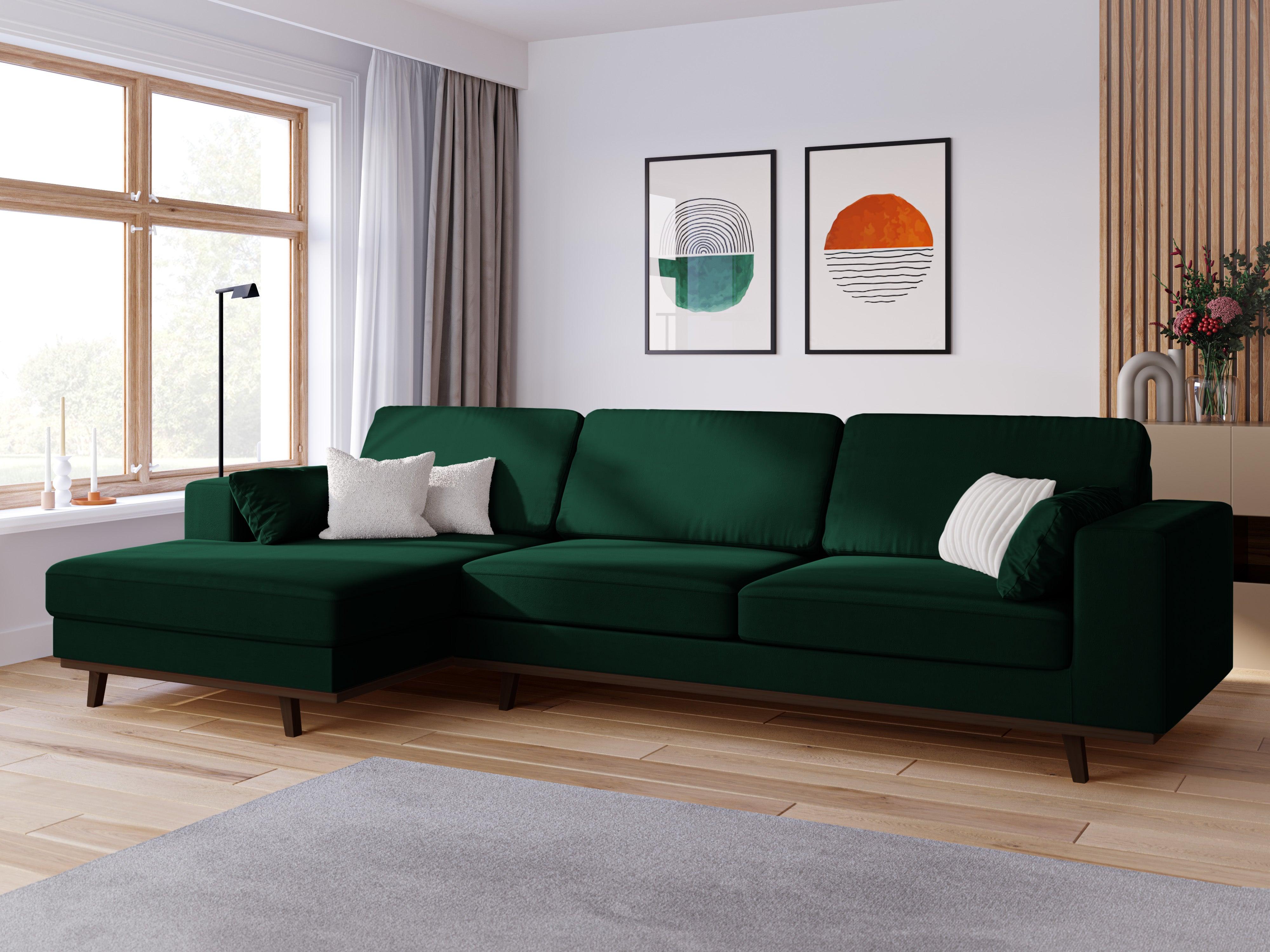 Narożnik aksamitny lewostronny HEBE butelkowa zieleń Mazzini Sofas Eye on Design