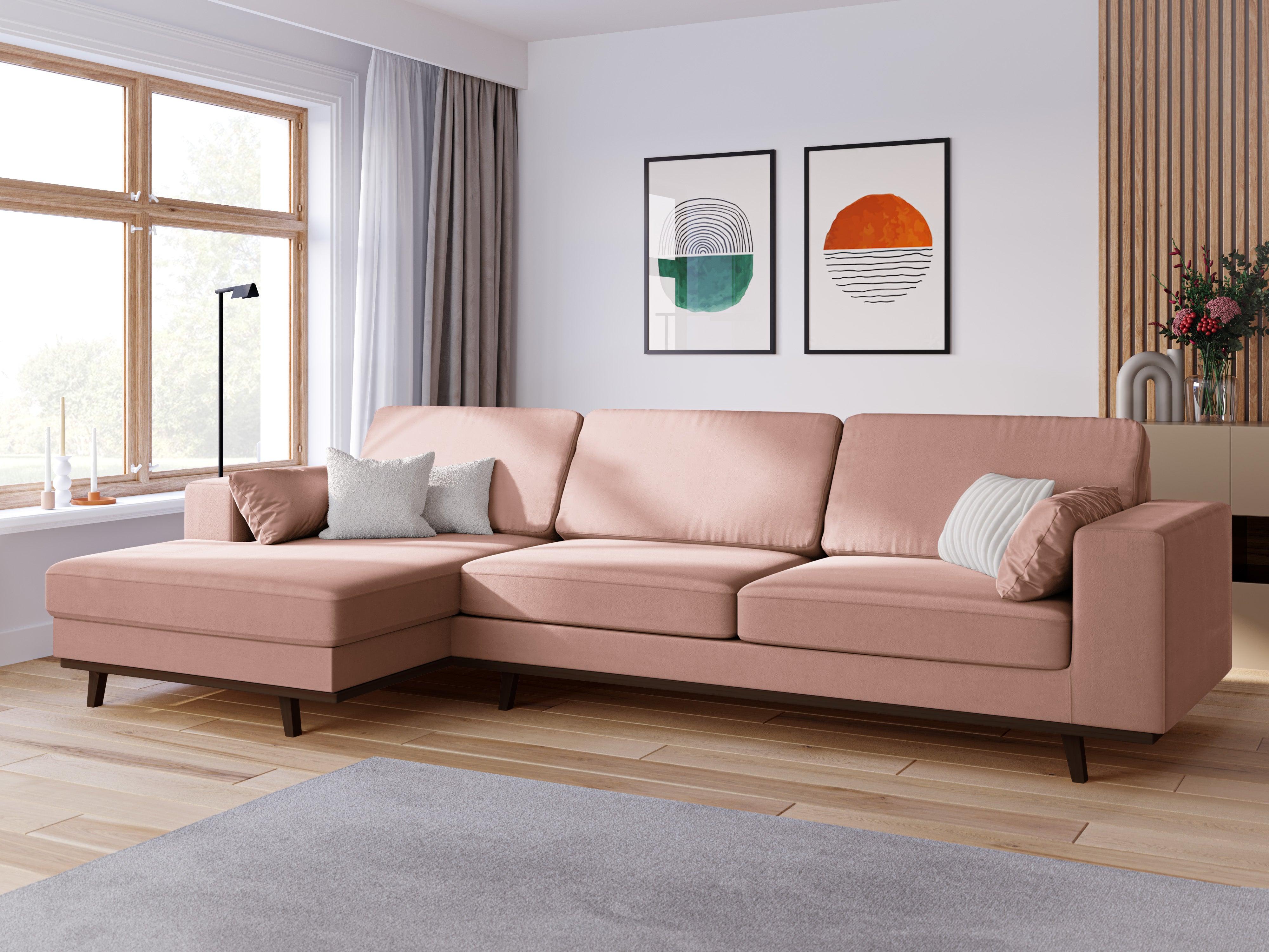 Narożnik aksamitny lewostronny HEBE różowy Mazzini Sofas Eye on Design