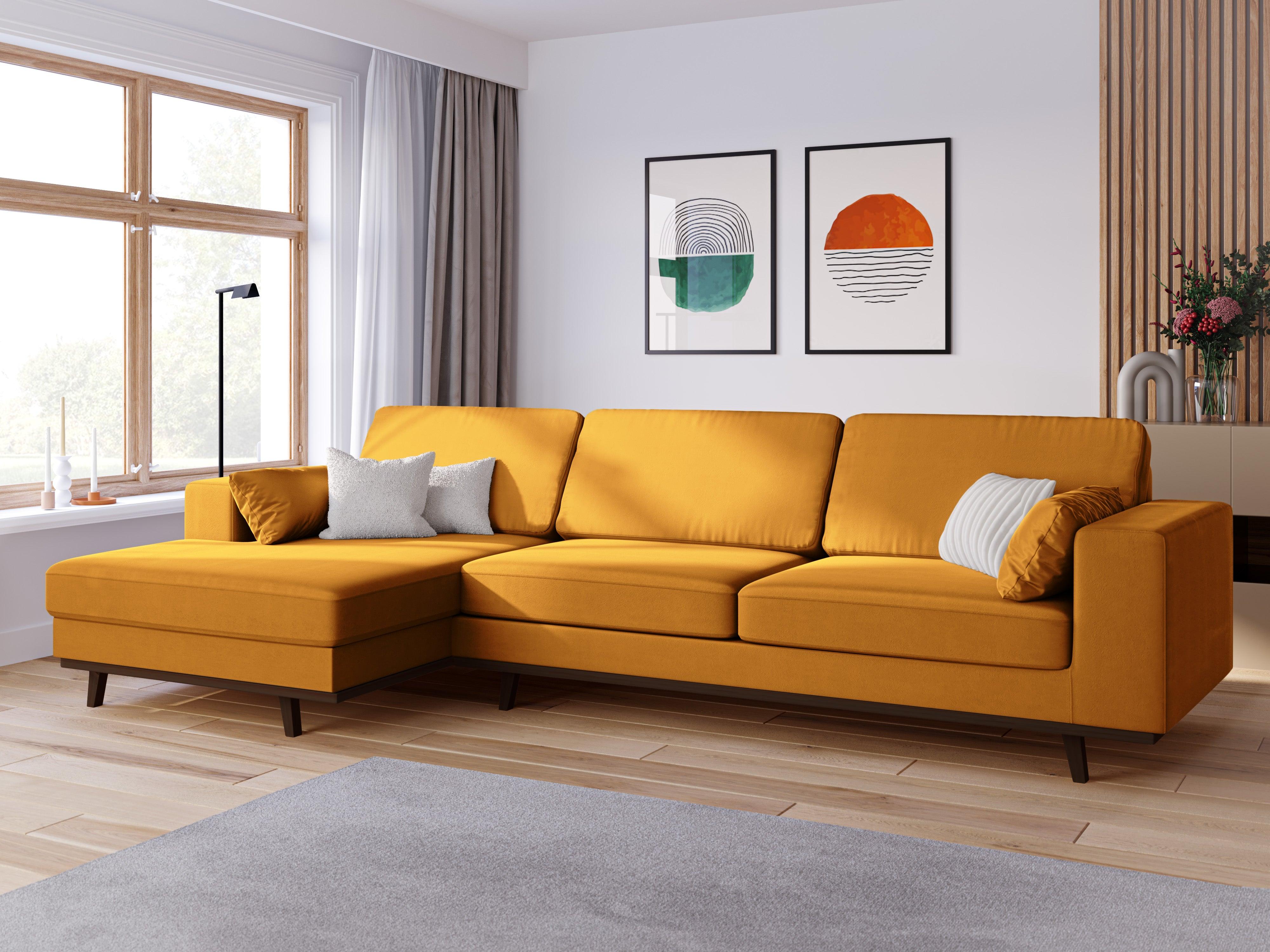 Narożnik aksamitny lewostronny HEBE żółty Mazzini Sofas Eye on Design