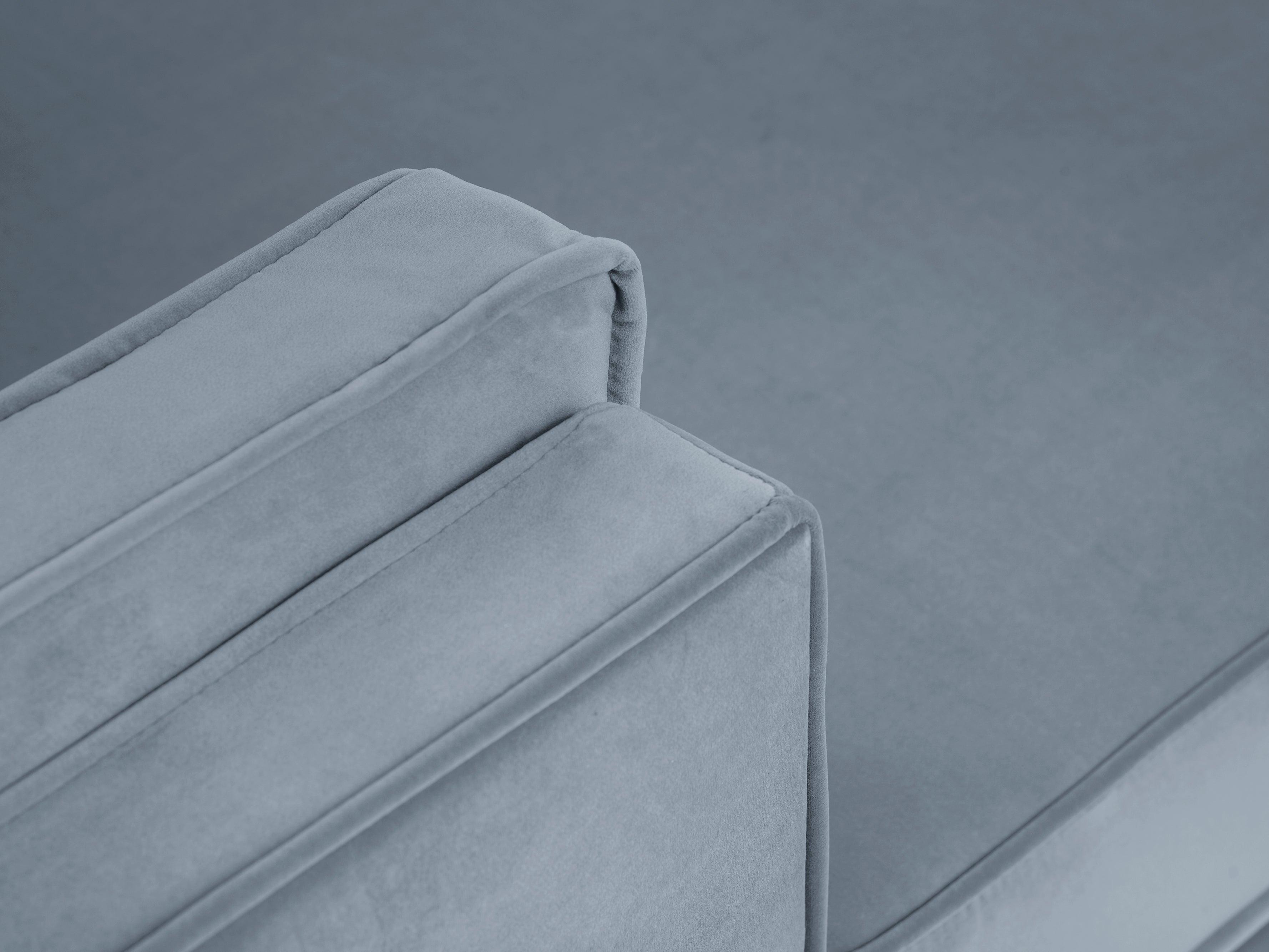 Narożnik aksamitny lewostronny LUIS jasnoniebieski ze złotą podstawą Milo Casa Eye on Design