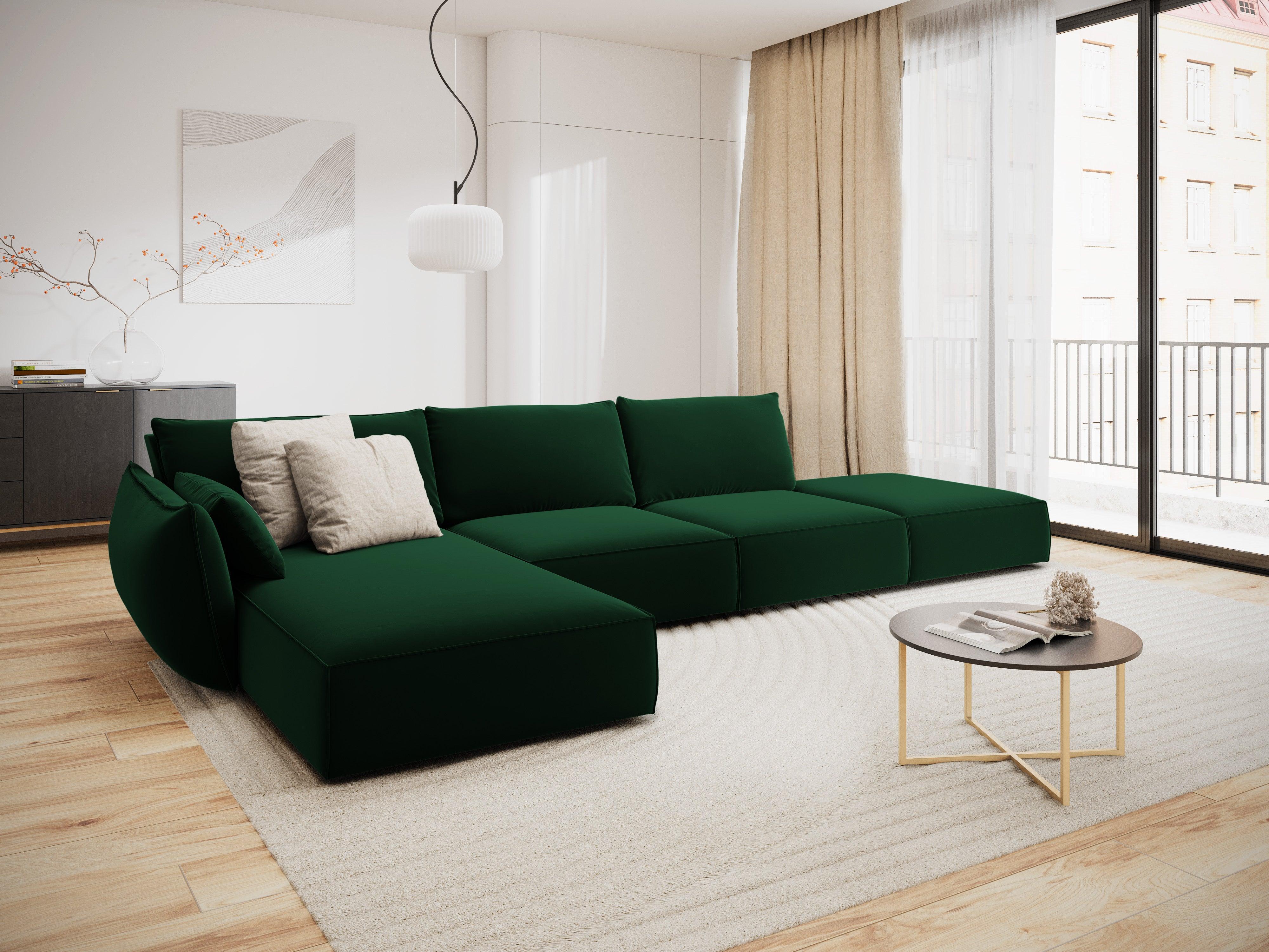 Narożnik aksamitny lewostronny otwarty VANDA butelkowa zieleń Mazzini Sofas Eye on Design