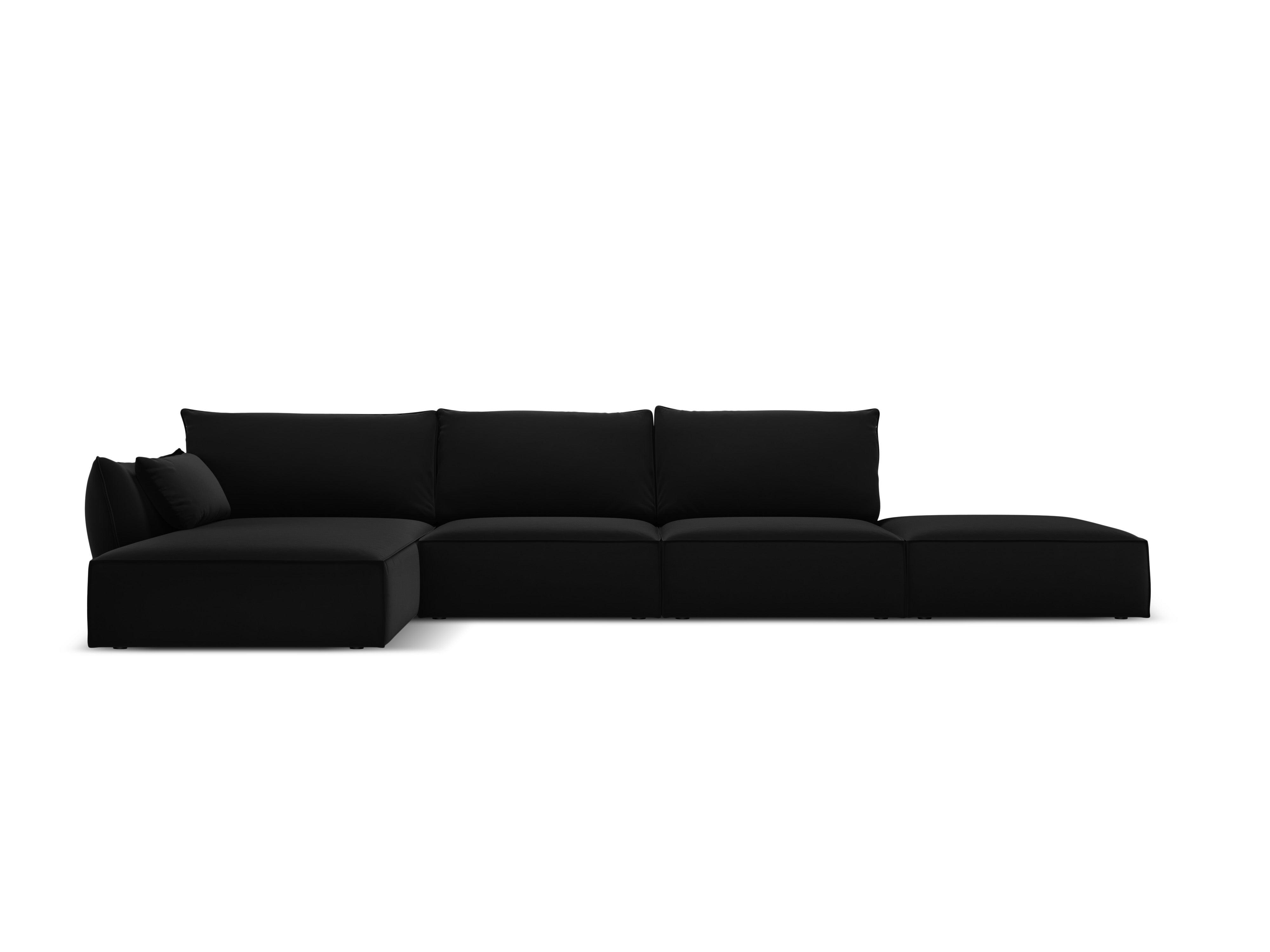 Narożnik aksamitny lewostronny otwarty VANDA czarny Mazzini Sofas Eye on Design