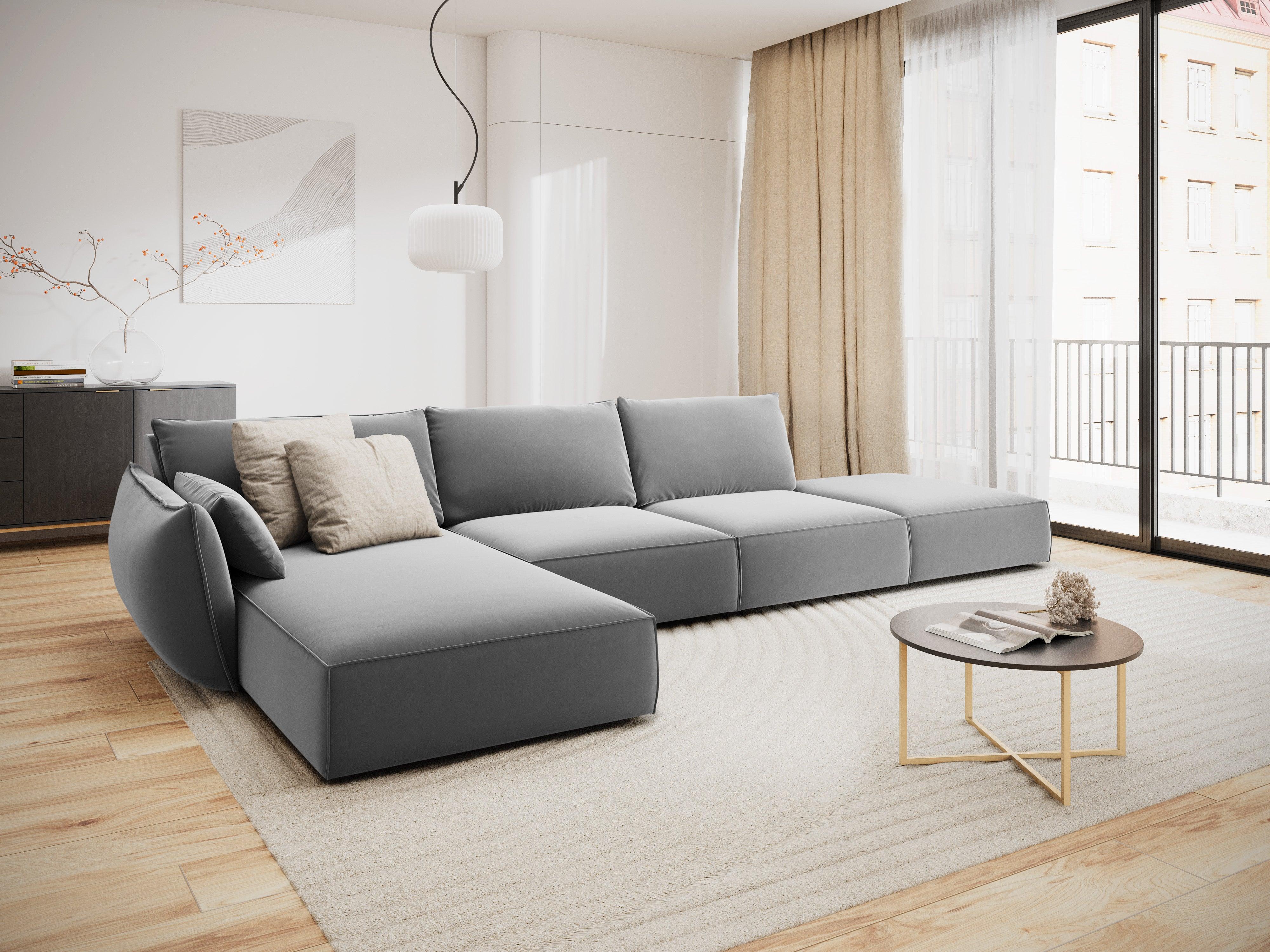 Narożnik aksamitny lewostronny otwarty VANDA szary Mazzini Sofas Eye on Design