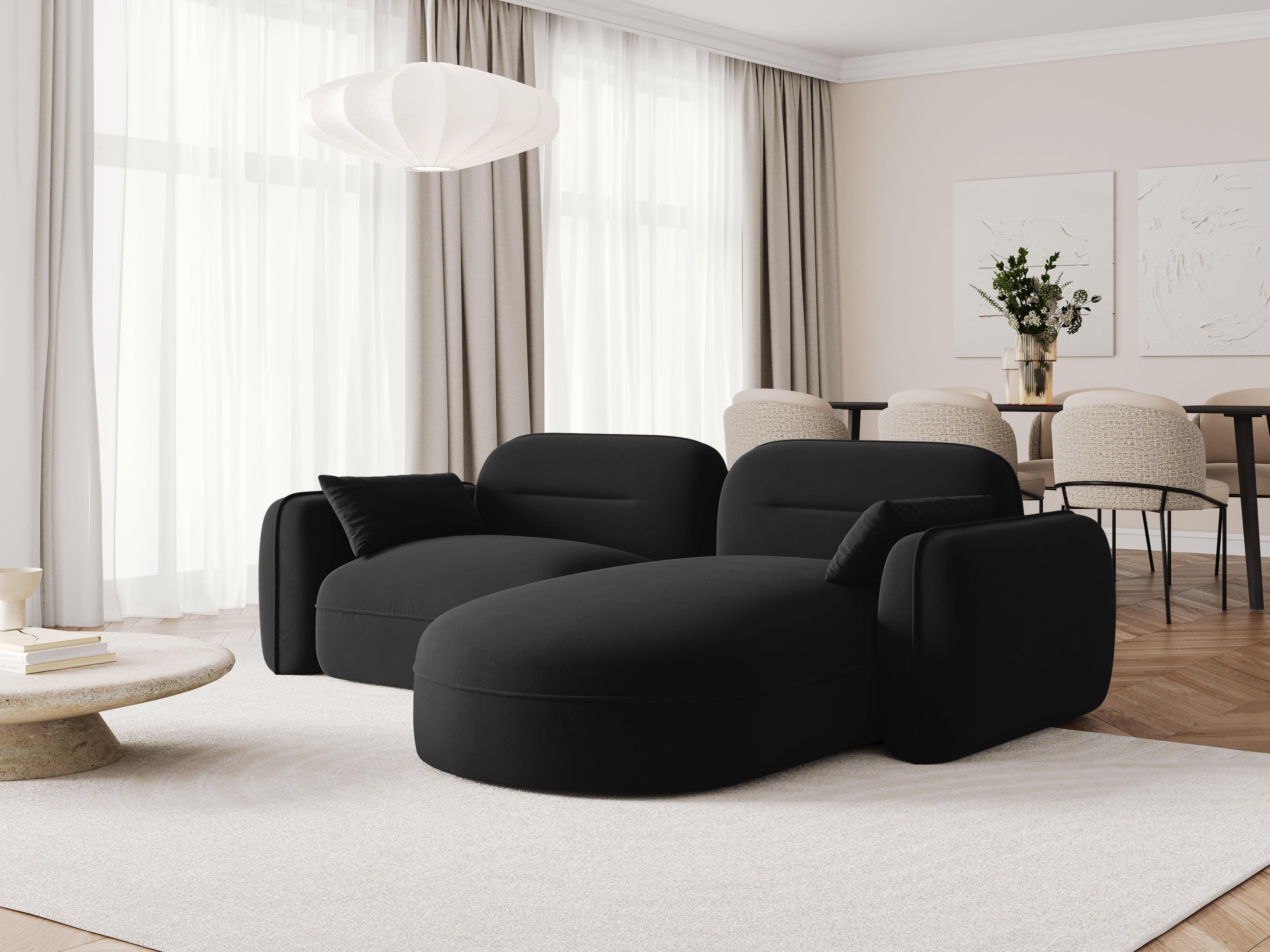Narożnik modułowy aksamitny prawostronny 3-osobowy SYDNEY czarny Cosmopolitan Design Eye on Design
