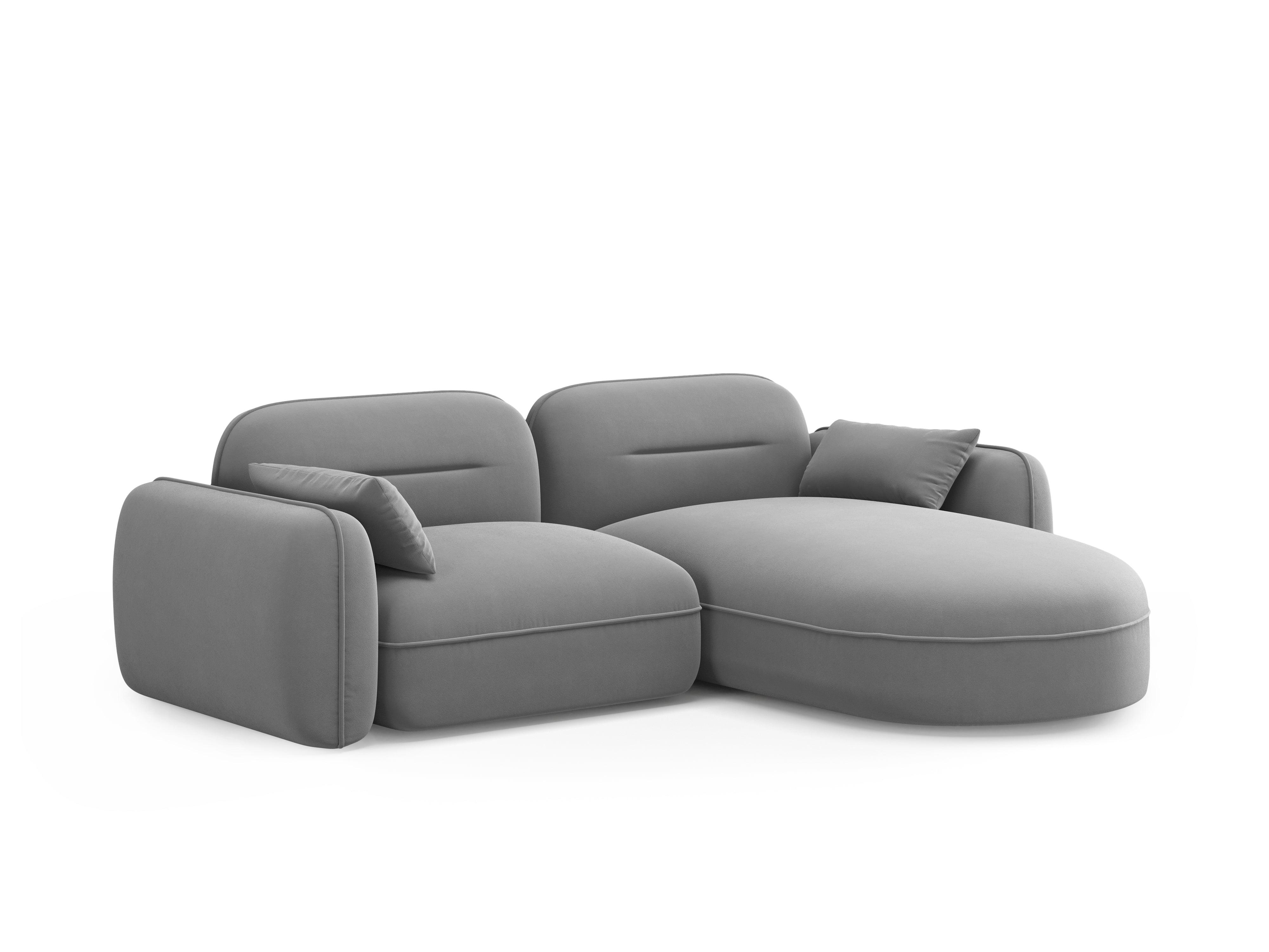 Narożnik modułowy aksamitny prawostronny 3-osobowy SYDNEY jasnoszary Cosmopolitan Design Eye on Design