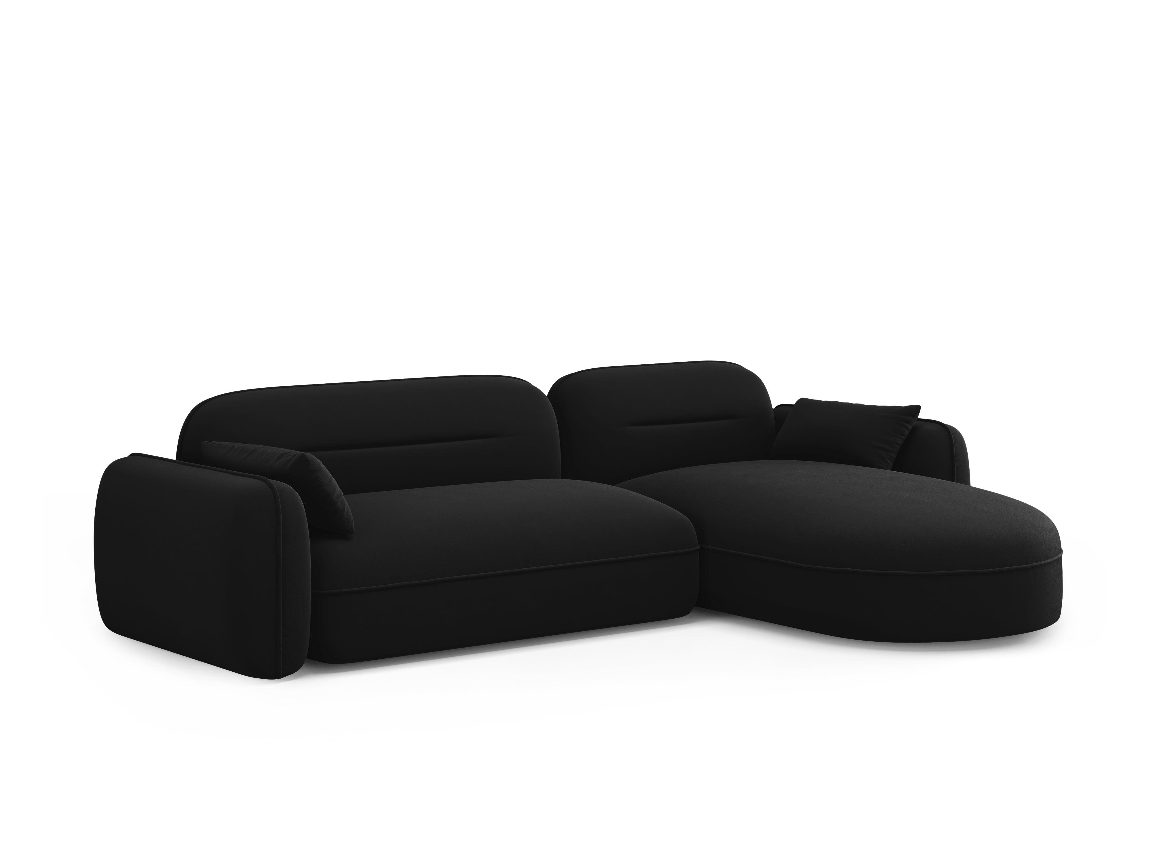 Narożnik aksamitny prawostronny 3,5-osobowy SYDNEY czarny – Cosmopolitan Design