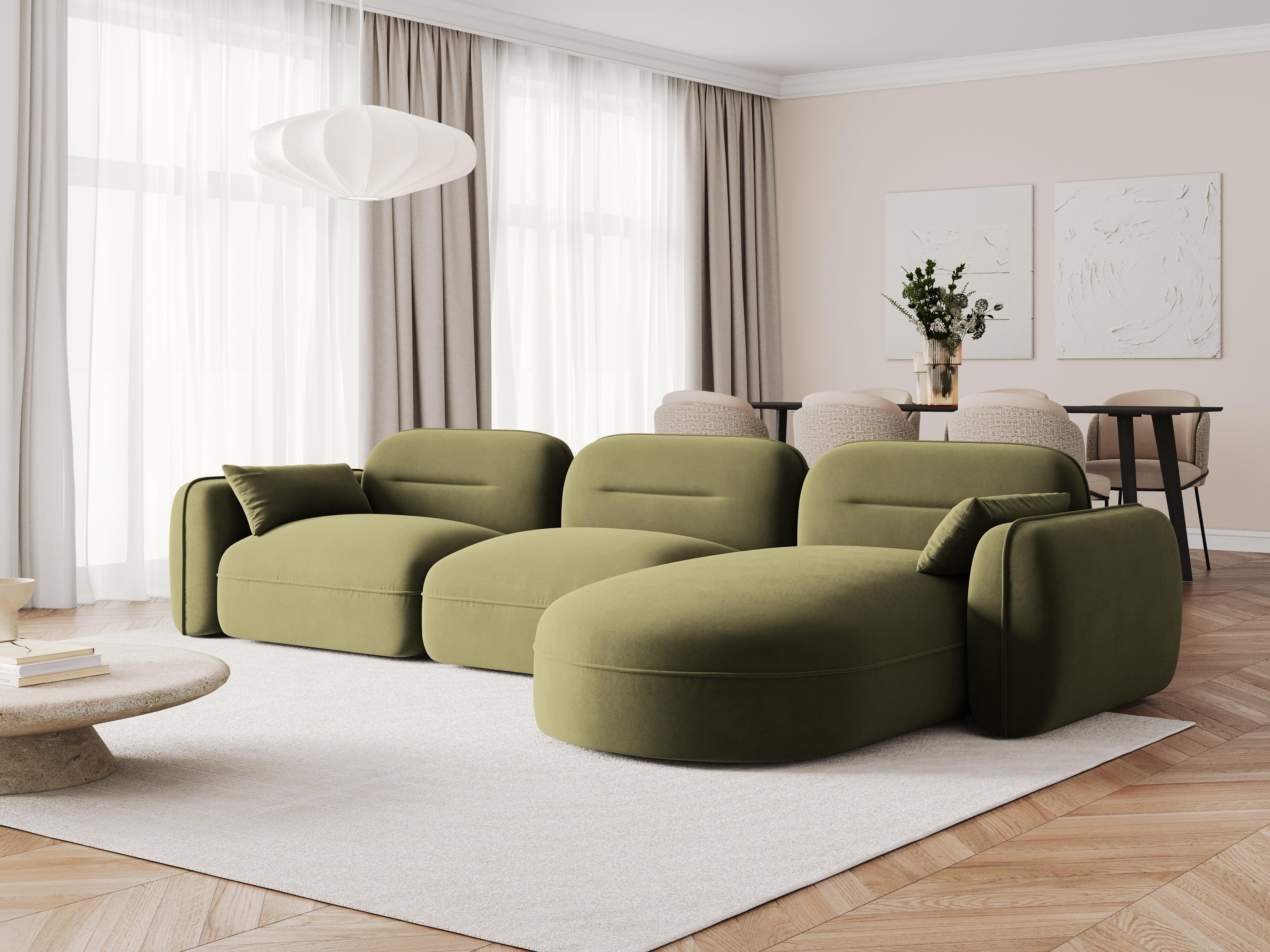 Narożnik modułowy aksamitny prawostronny 4-osobowy SYDNEY jasnozielony Cosmopolitan Design Eye on Design