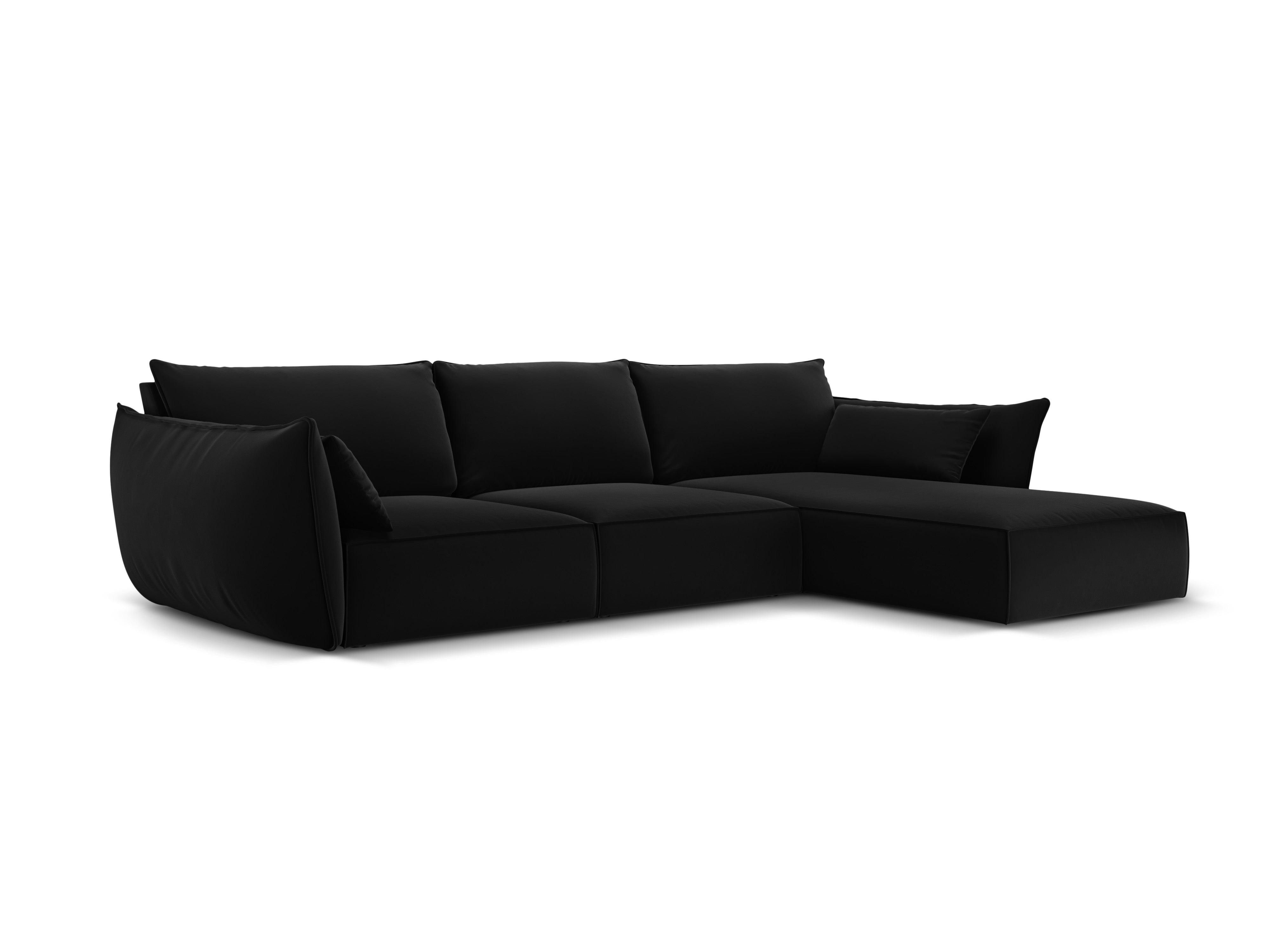 Narożnik aksamitny prawostronny 4-osobowy VANDA czarny Mazzini Sofas Eye on Design