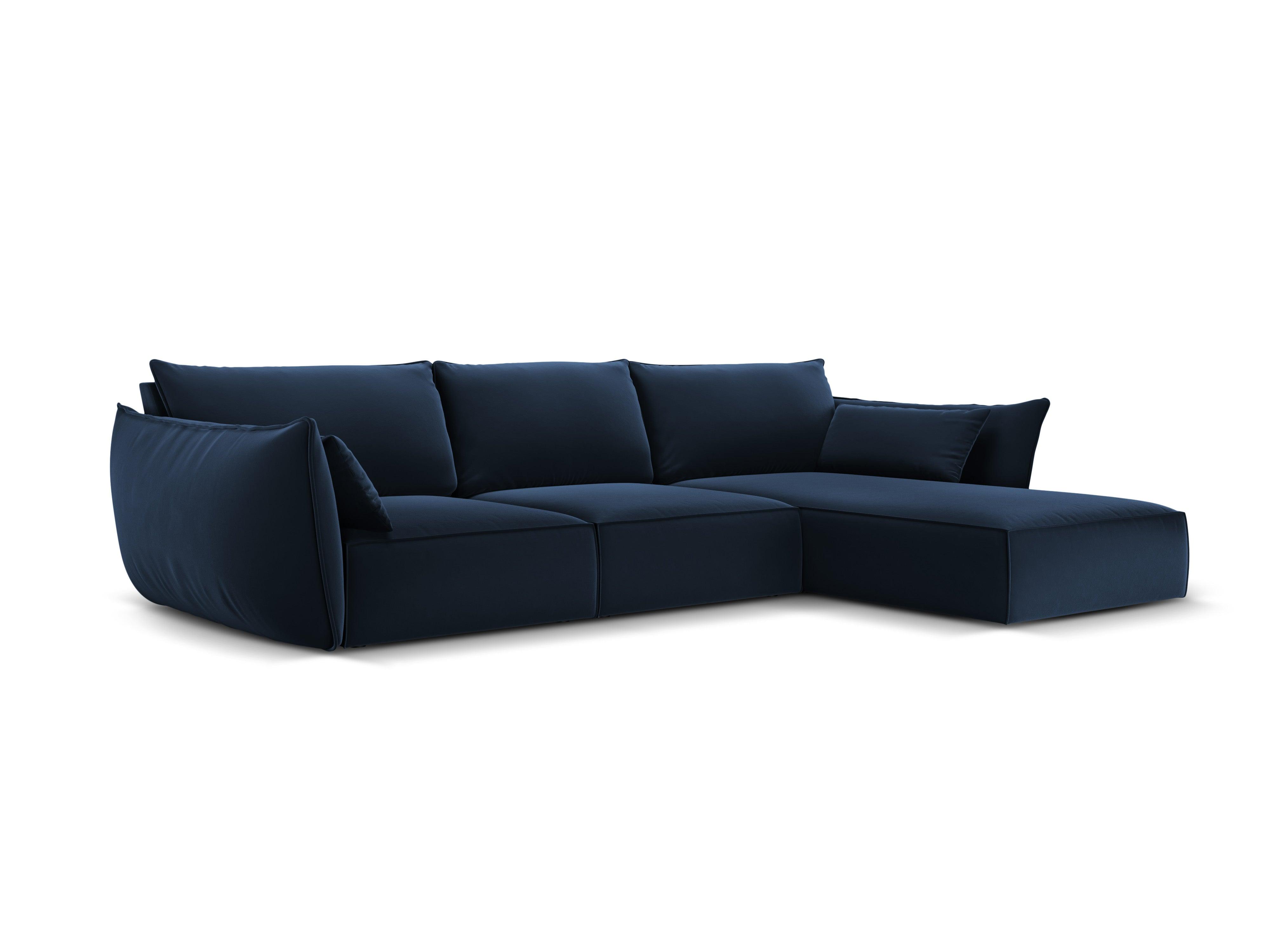 Narożnik aksamitny prawostronny 4-osobowy VANDA granatowy Mazzini Sofas Eye on Design