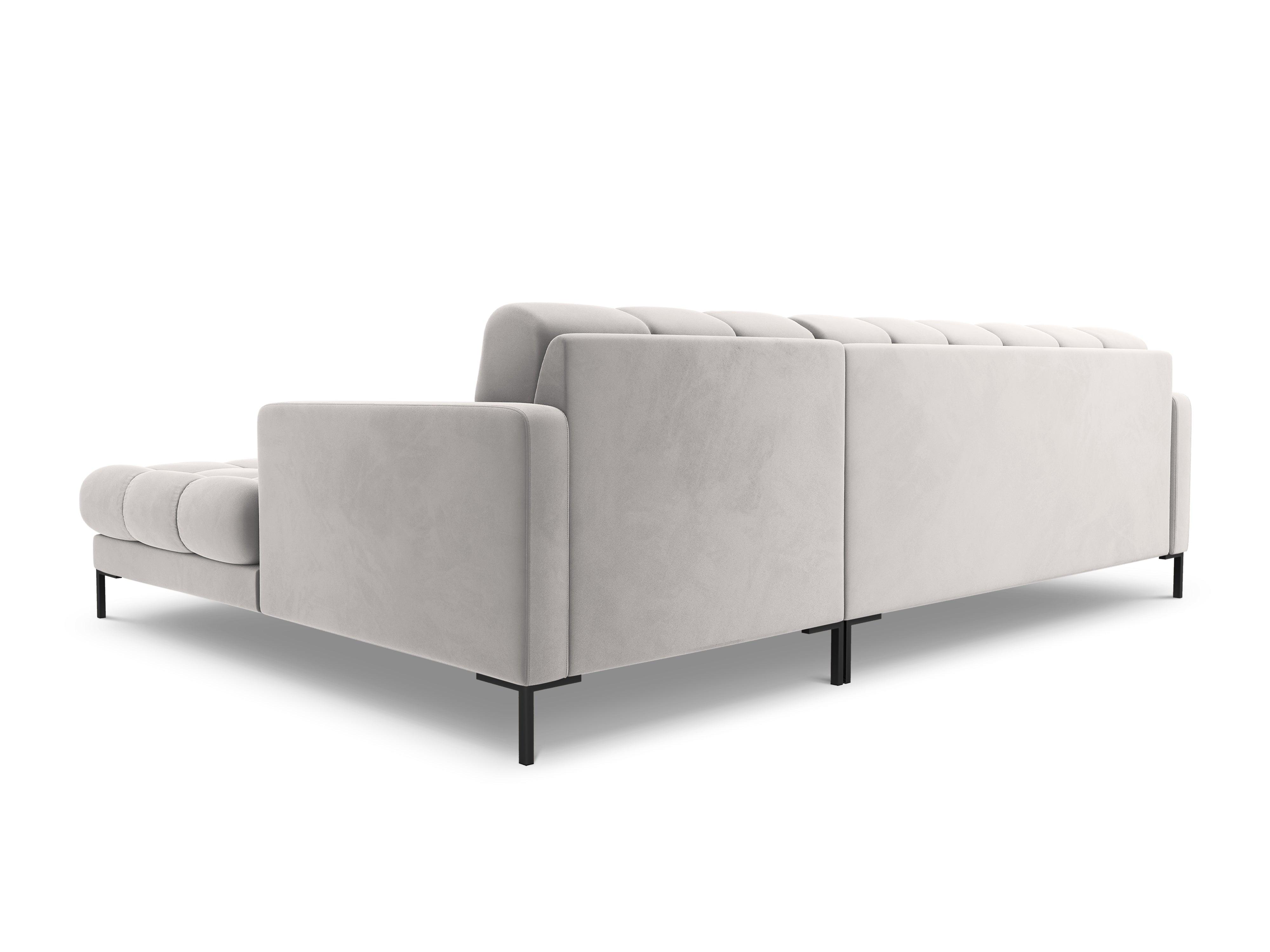 Narożnik aksamitny prawostronny BALI srebrny z czarną podstawą Cosmopolitan Design Eye on Design