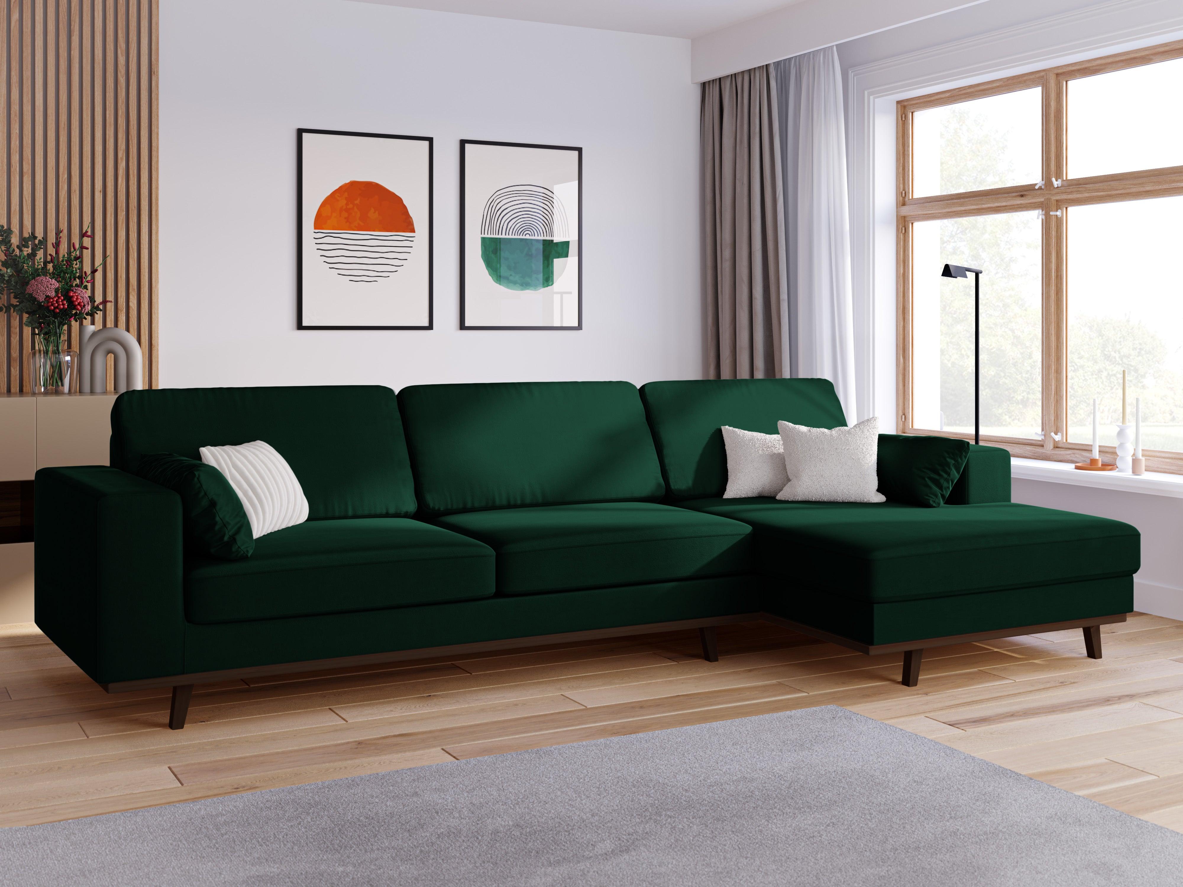 Narożnik aksamitny prawostronny HEBE butelkowa zieleń Mazzini Sofas Eye on Design
