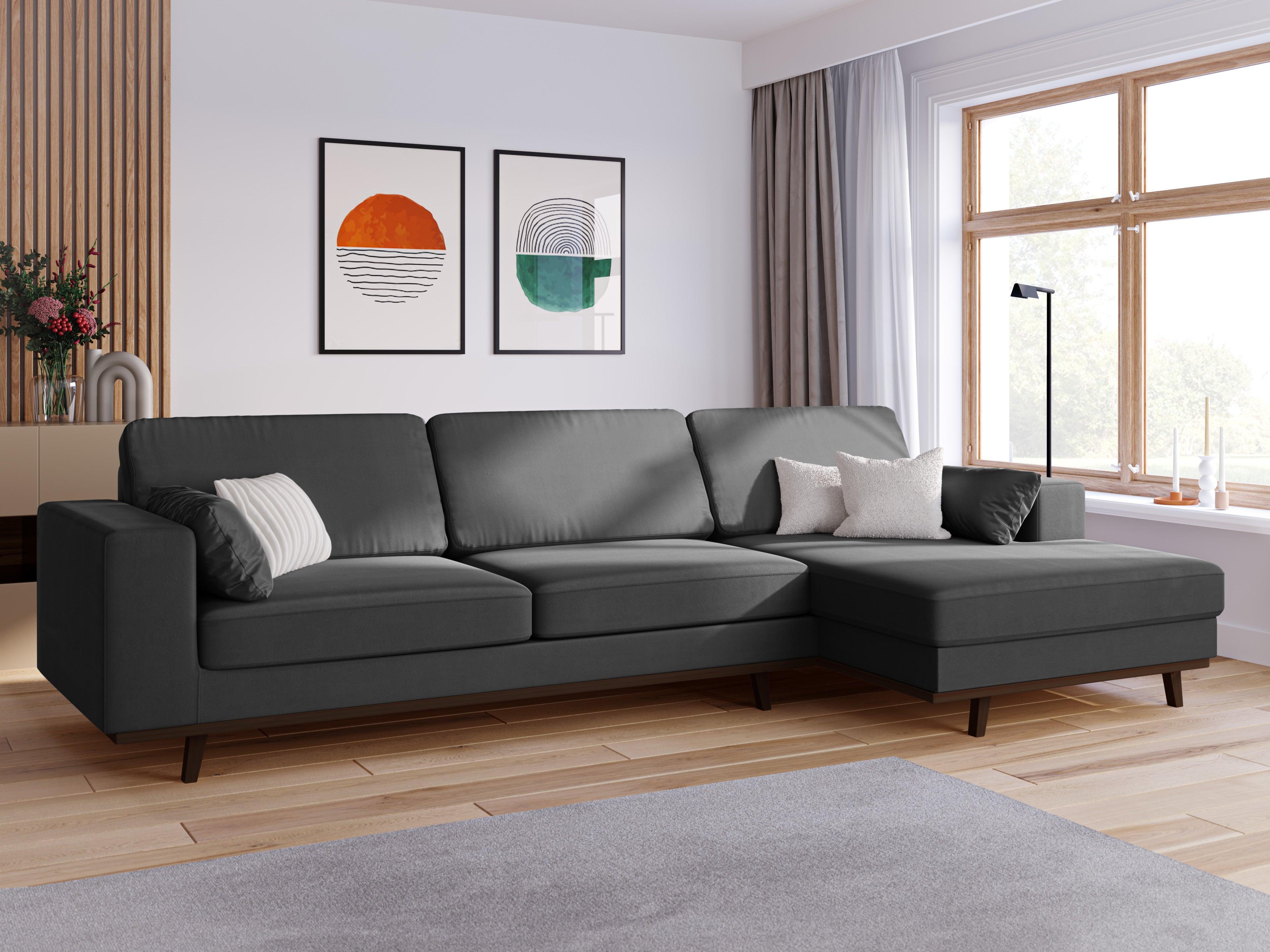 Narożnik aksamitny prawostronny HEBE ciemnoszary Mazzini Sofas Eye on Design