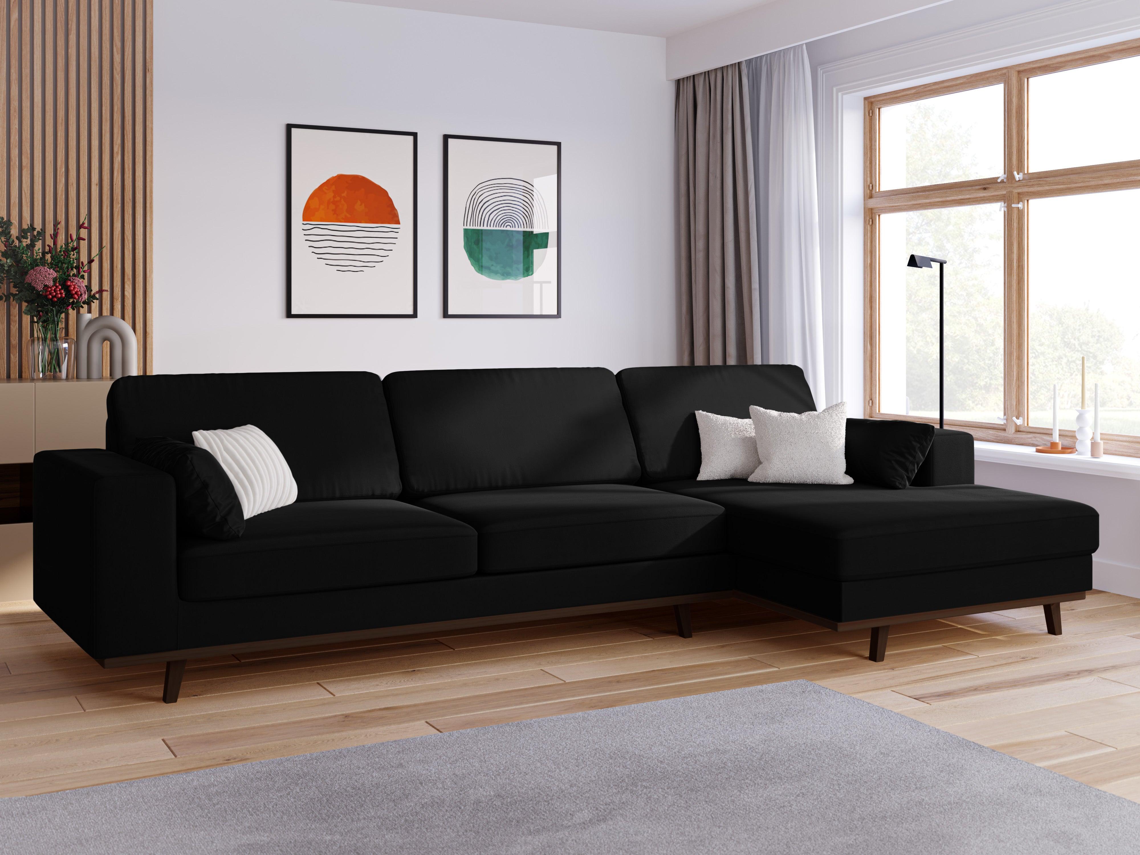 Narożnik aksamitny prawostronny HEBE czarny Mazzini Sofas Eye on Design