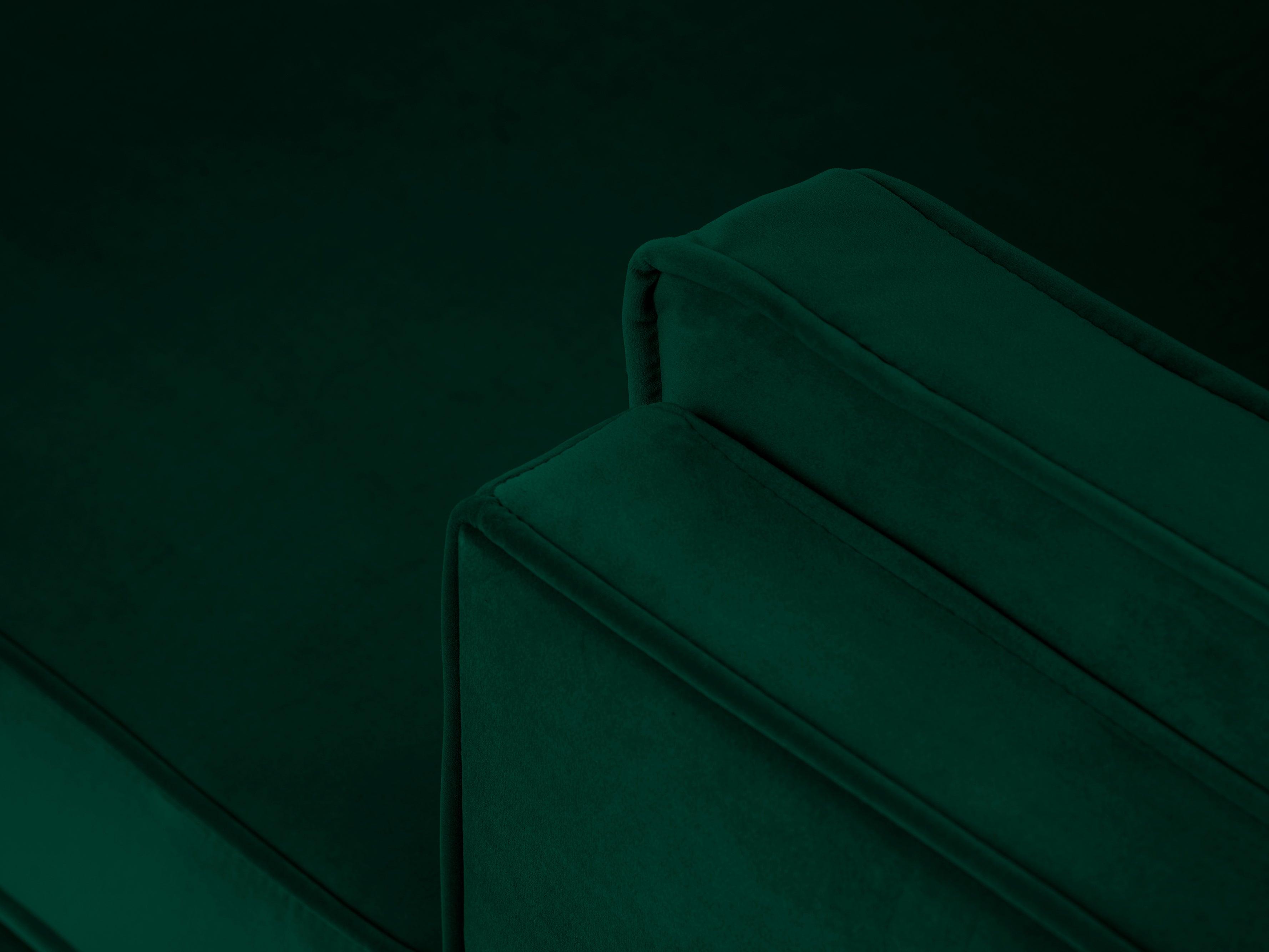 Narożnik aksamitny prawostronny LUIS zieleń butelkowa z czarną podstawą Milo Casa Eye on Design