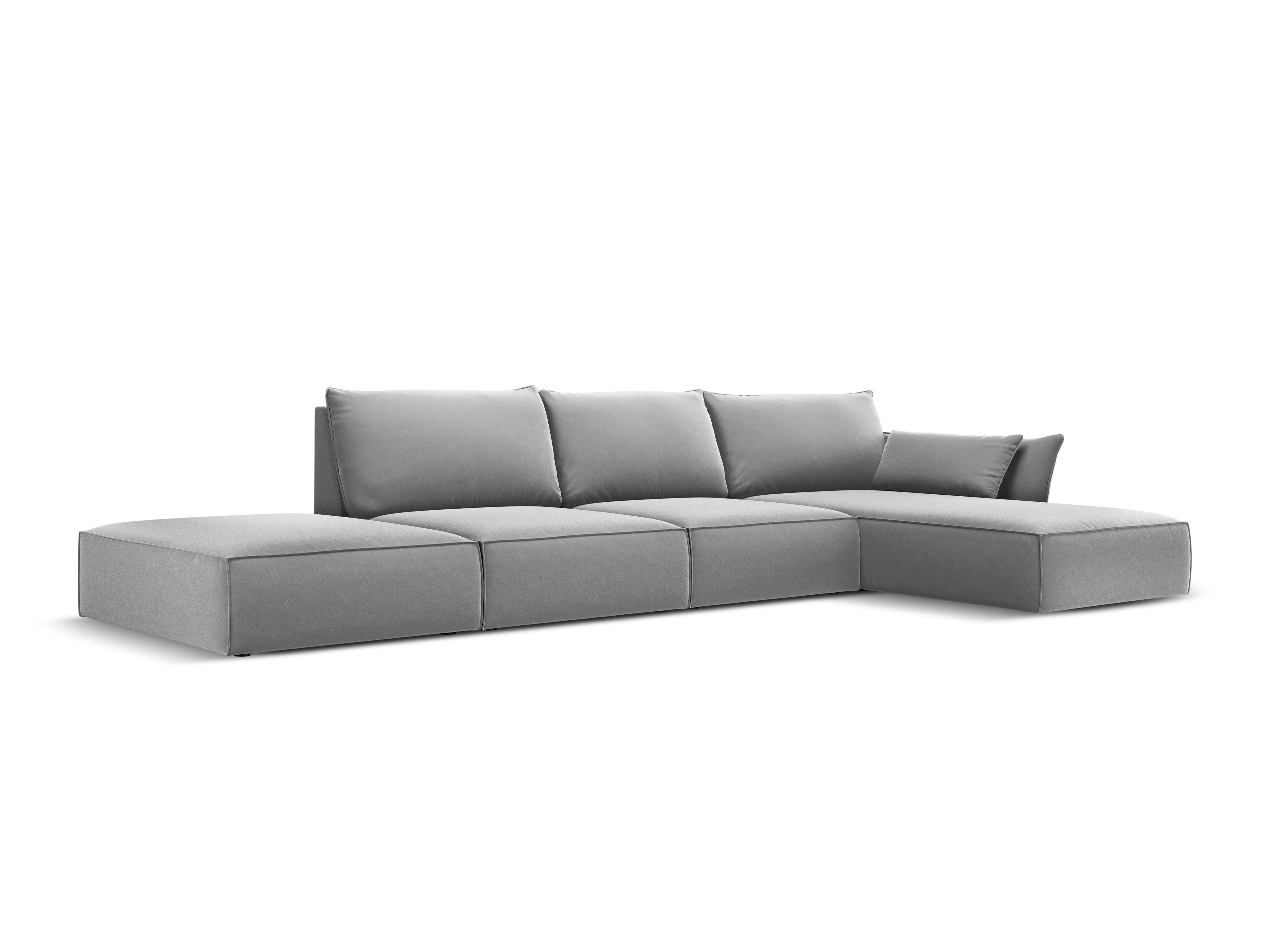 Narożnik aksamitny prawostronny otwarty VANDA szary Mazzini Sofas Eye on Design
