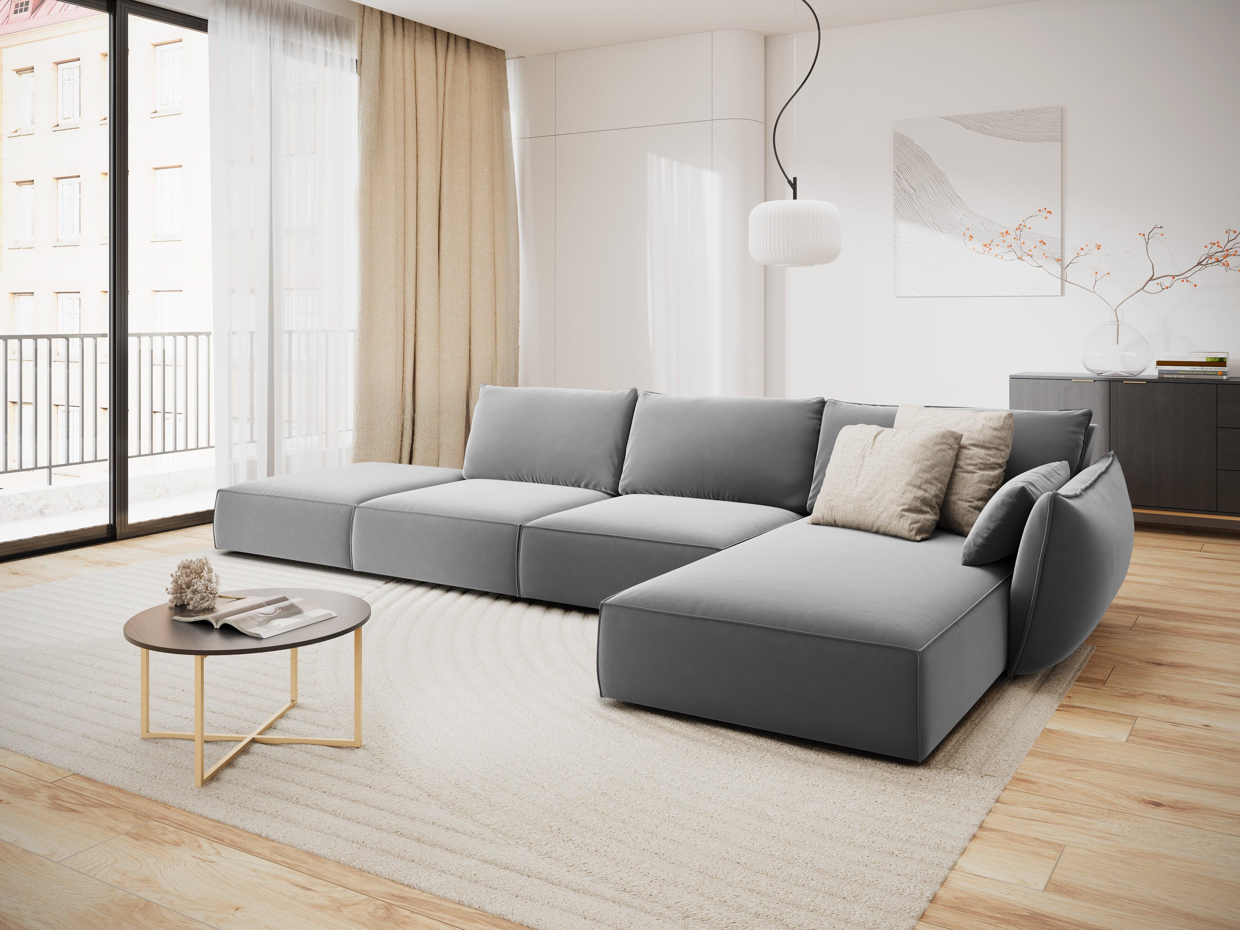 Narożnik aksamitny prawostronny otwarty VANDA szary Mazzini Sofas Eye on Design