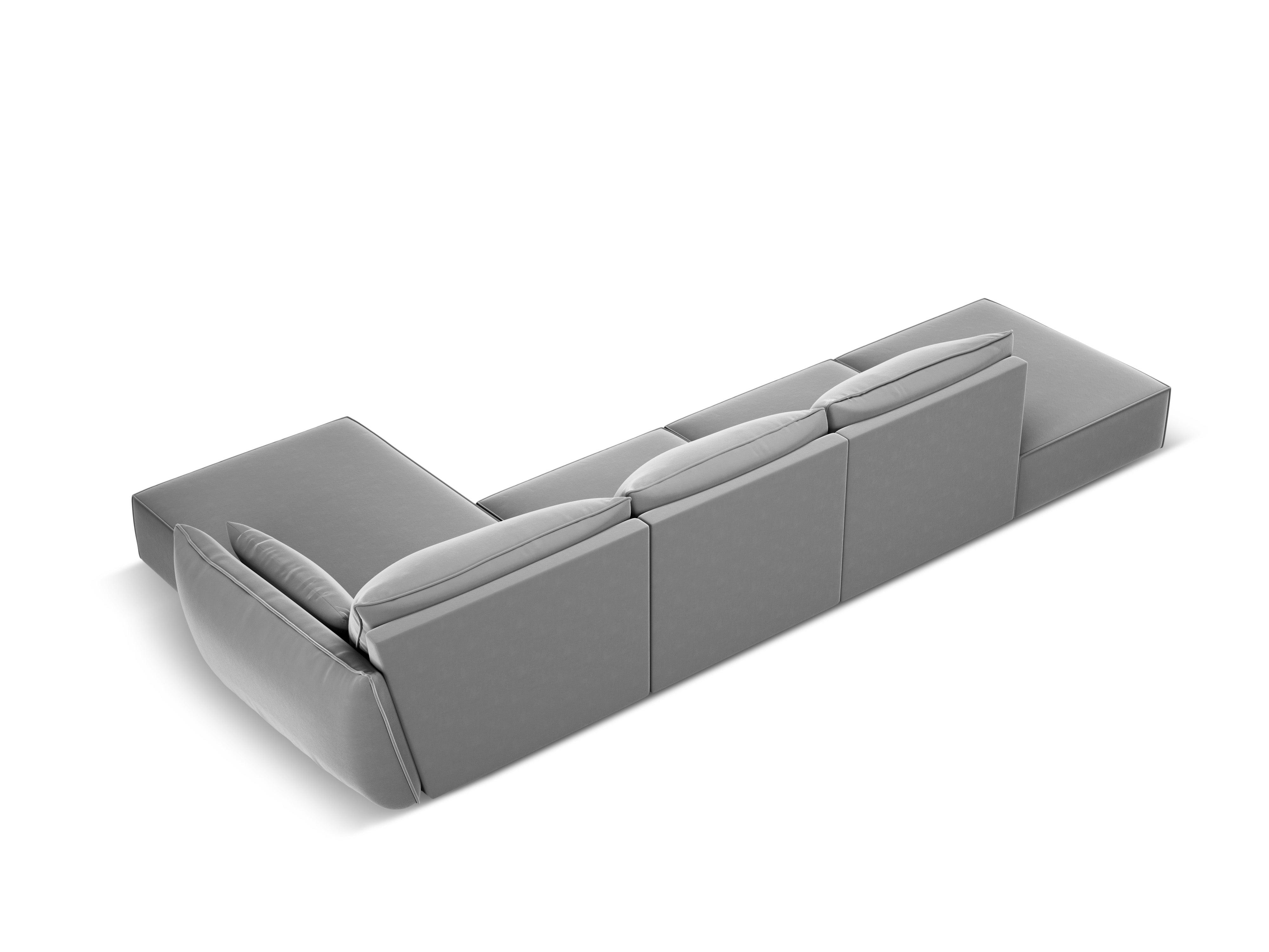 Narożnik aksamitny prawostronny otwarty VANDA szary Mazzini Sofas Eye on Design