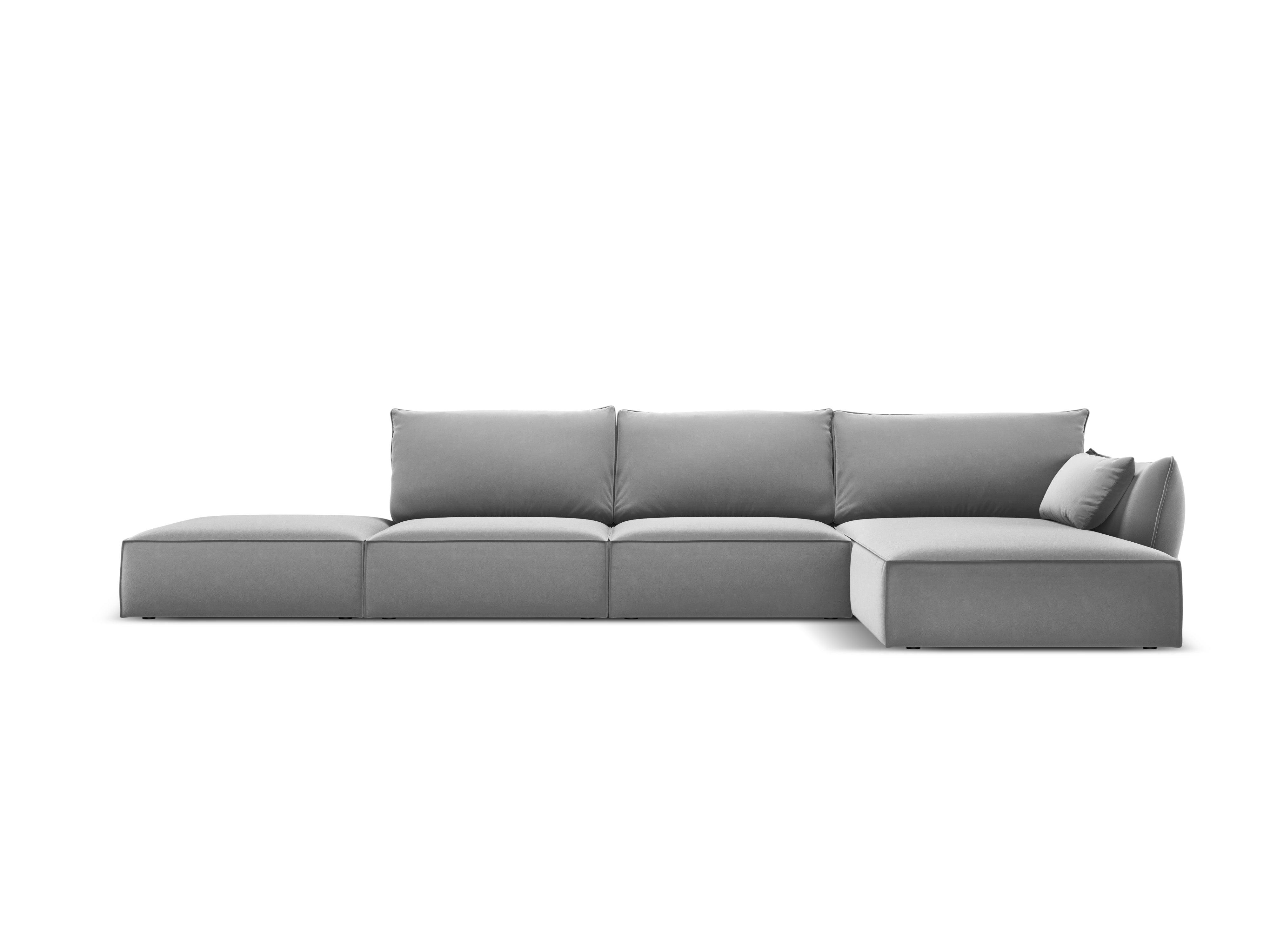 Narożnik aksamitny prawostronny otwarty VANDA szary Mazzini Sofas Eye on Design