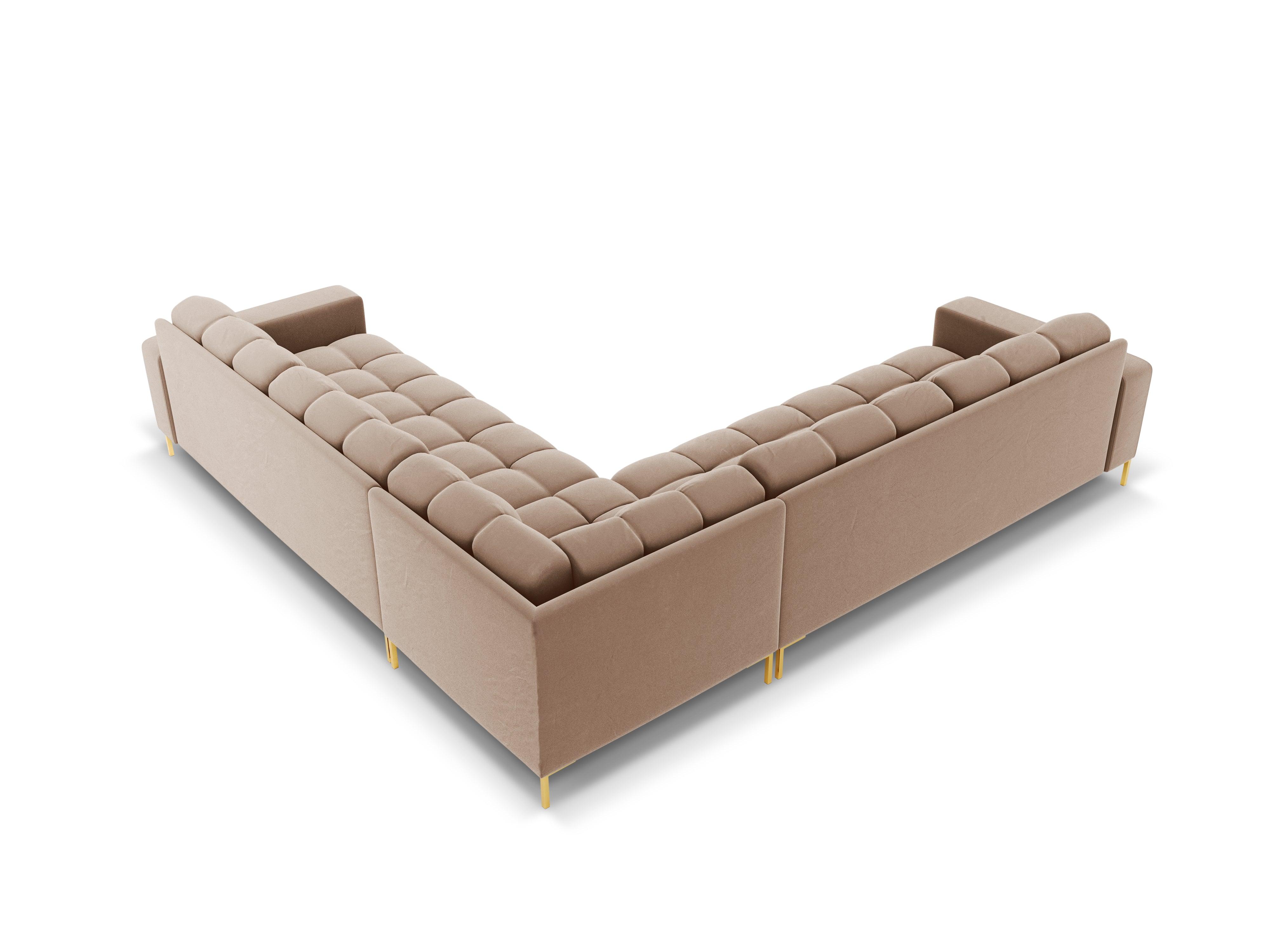 Narożnik aksamitny symetryczny BALI beżowy ze złotą podstawą Cosmopolitan Design Eye on Design