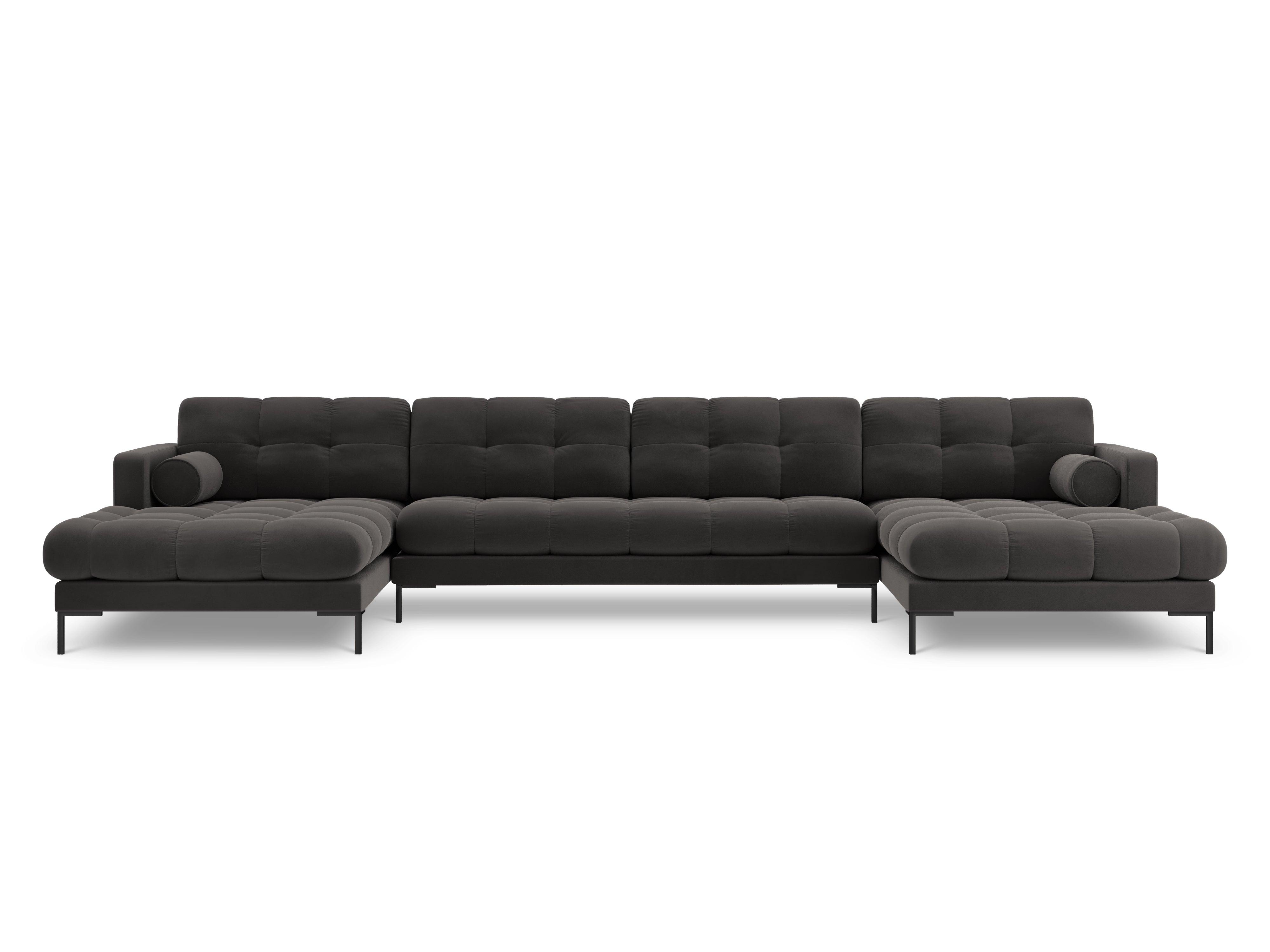Narożnik aksamitny w kształcie U BALI ciemnoszary z czarną podstawą Cosmopolitan Design Eye on Design