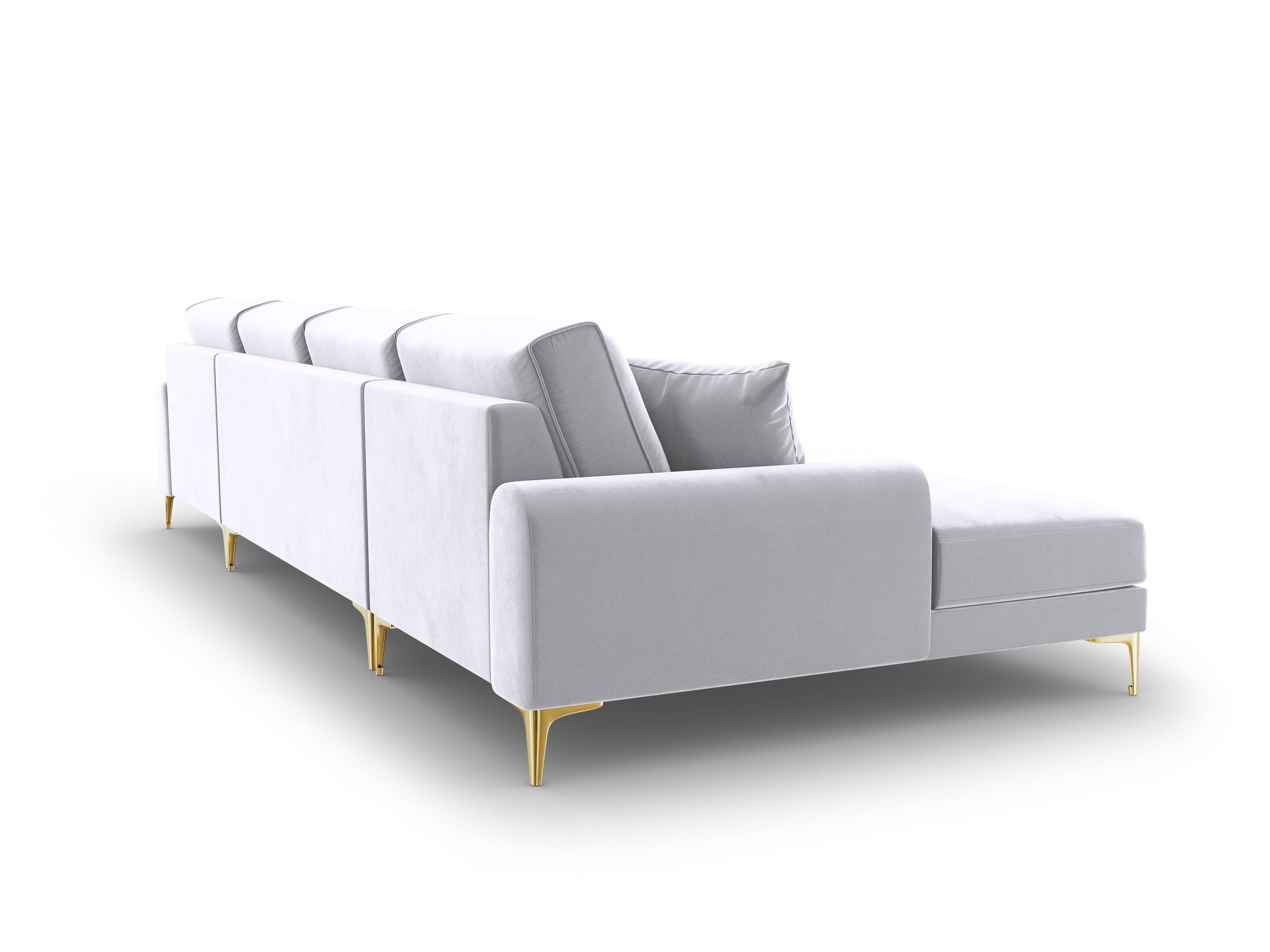 Narożnik aksamitny w kształcie U MADARA srebrny ze złotą podstawą Mazzini Sofas Eye on Design