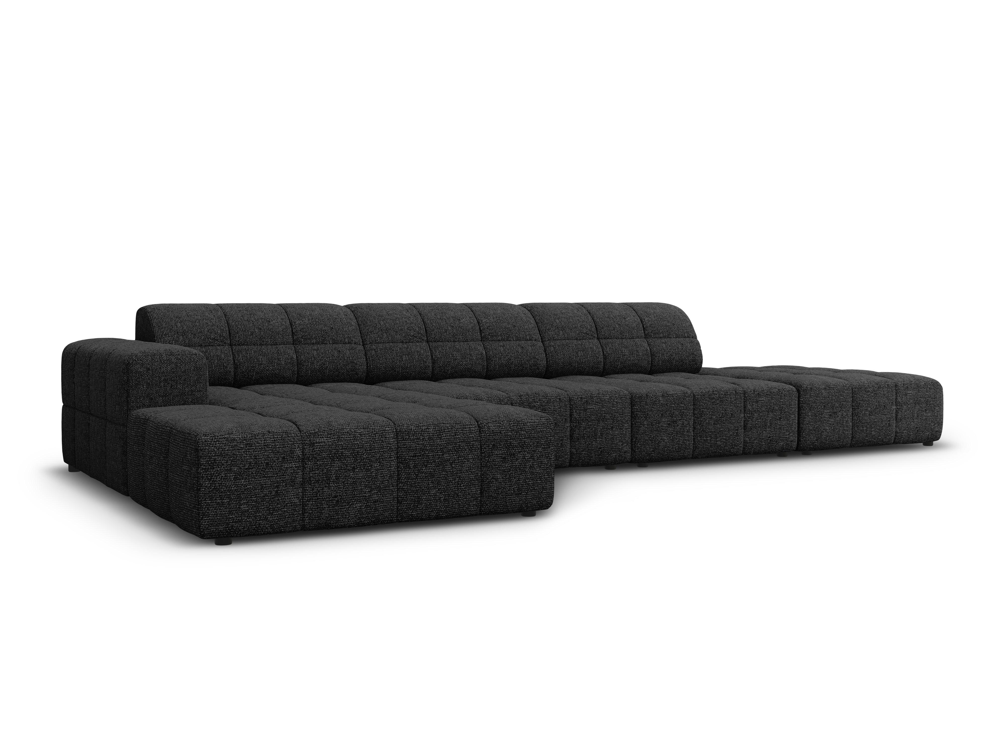 Narożnik lewostronny 5-osobowy CHICAGO czarny szenil – sofa narożna