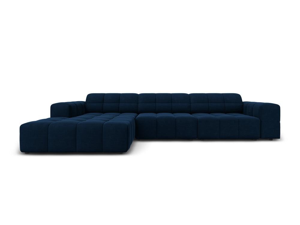 Narożnik lewostronny aksamitny 4-osobowy CHICAGO granat królewski Cosmopolitan Design Eye on Design