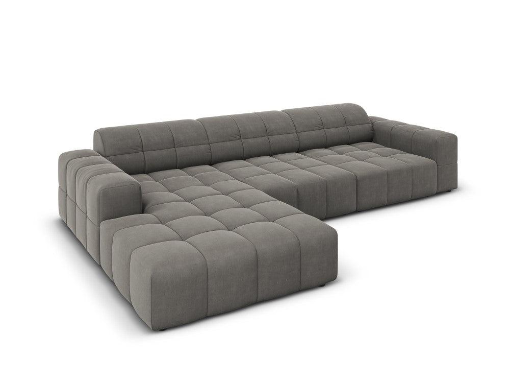 Narożnik lewostronny aksamitny 4-osobowy CHICAGO szary Cosmopolitan Design Eye on Design