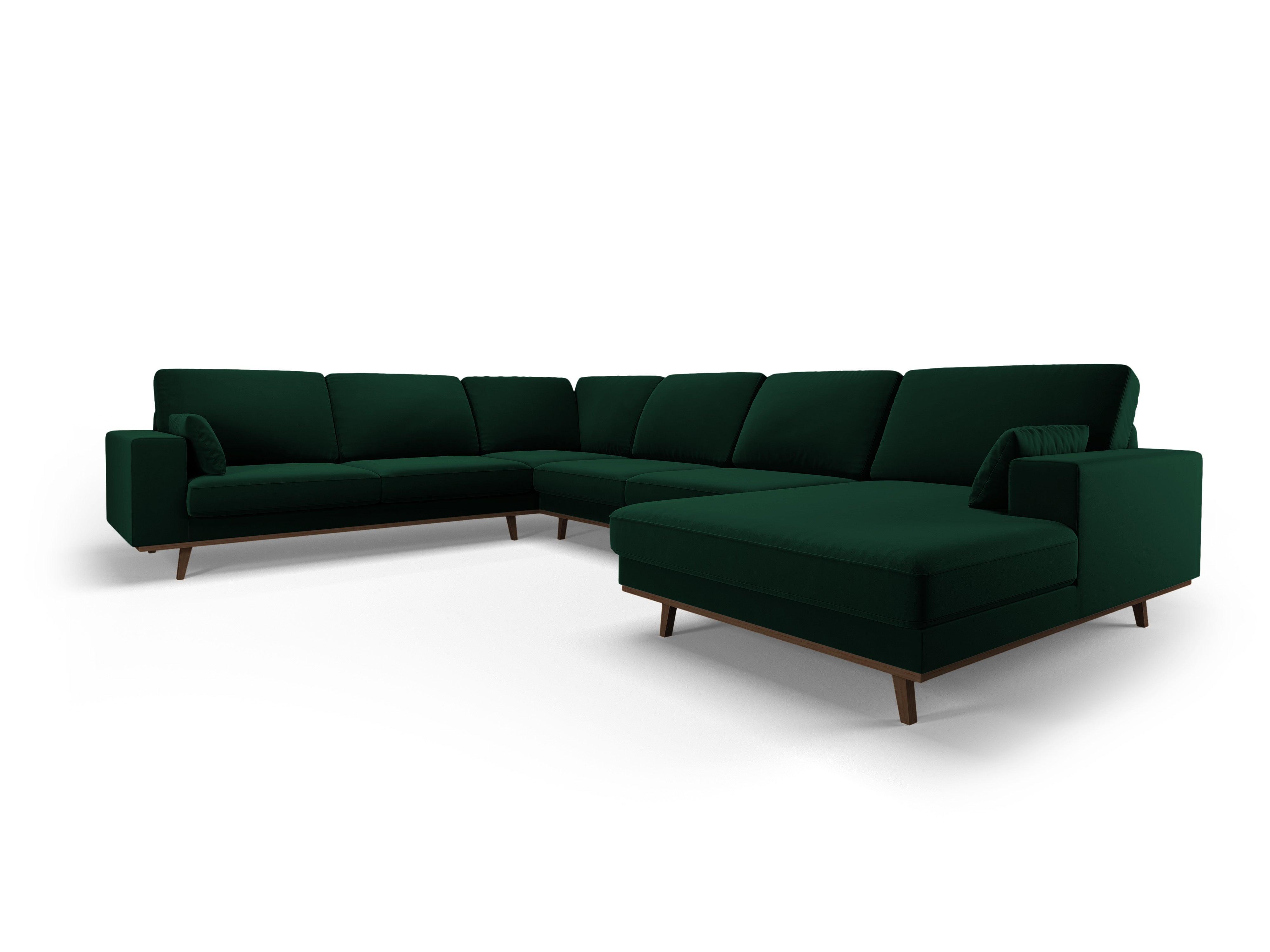 Narożnik lewostronny aksamitny panoramiczny HEBE butelkowa zieleń Mazzini Sofas Eye on Design