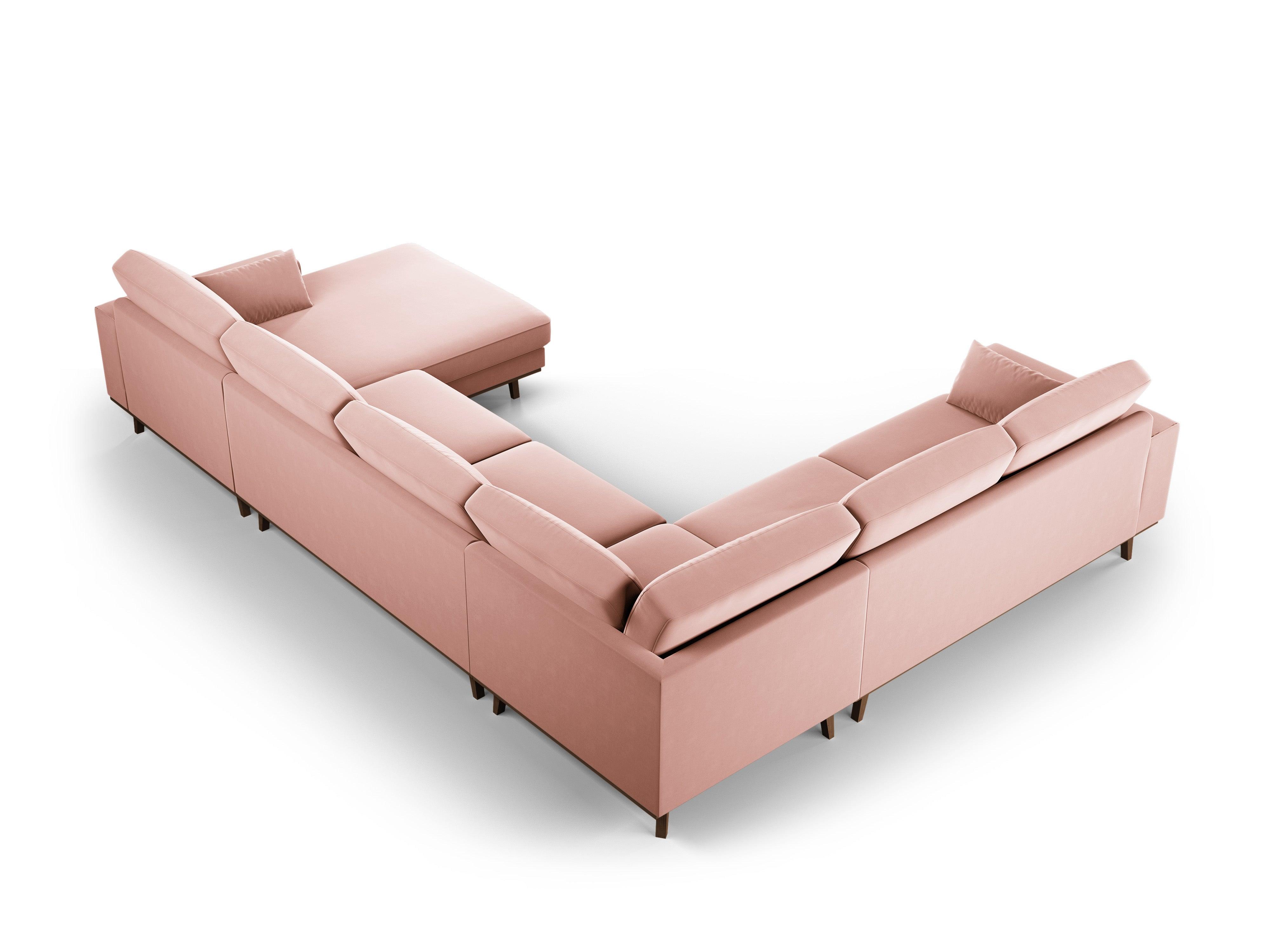 Narożnik lewostronny aksamitny panoramiczny HEBE różowy Mazzini Sofas Eye on Design