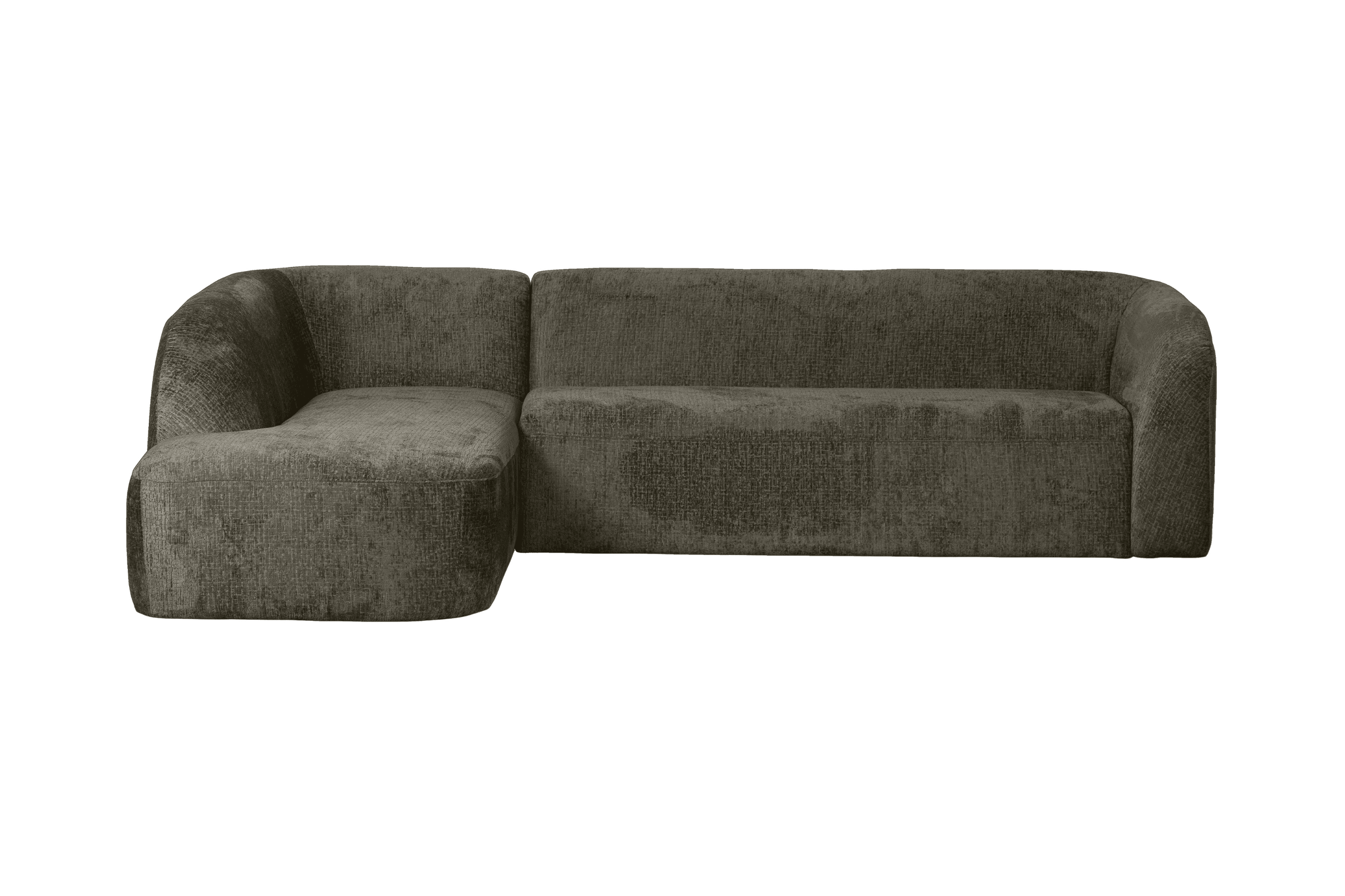 Narożnik lewostronny aksamitny SLOPING szarozielony Be Pure Eye on Design