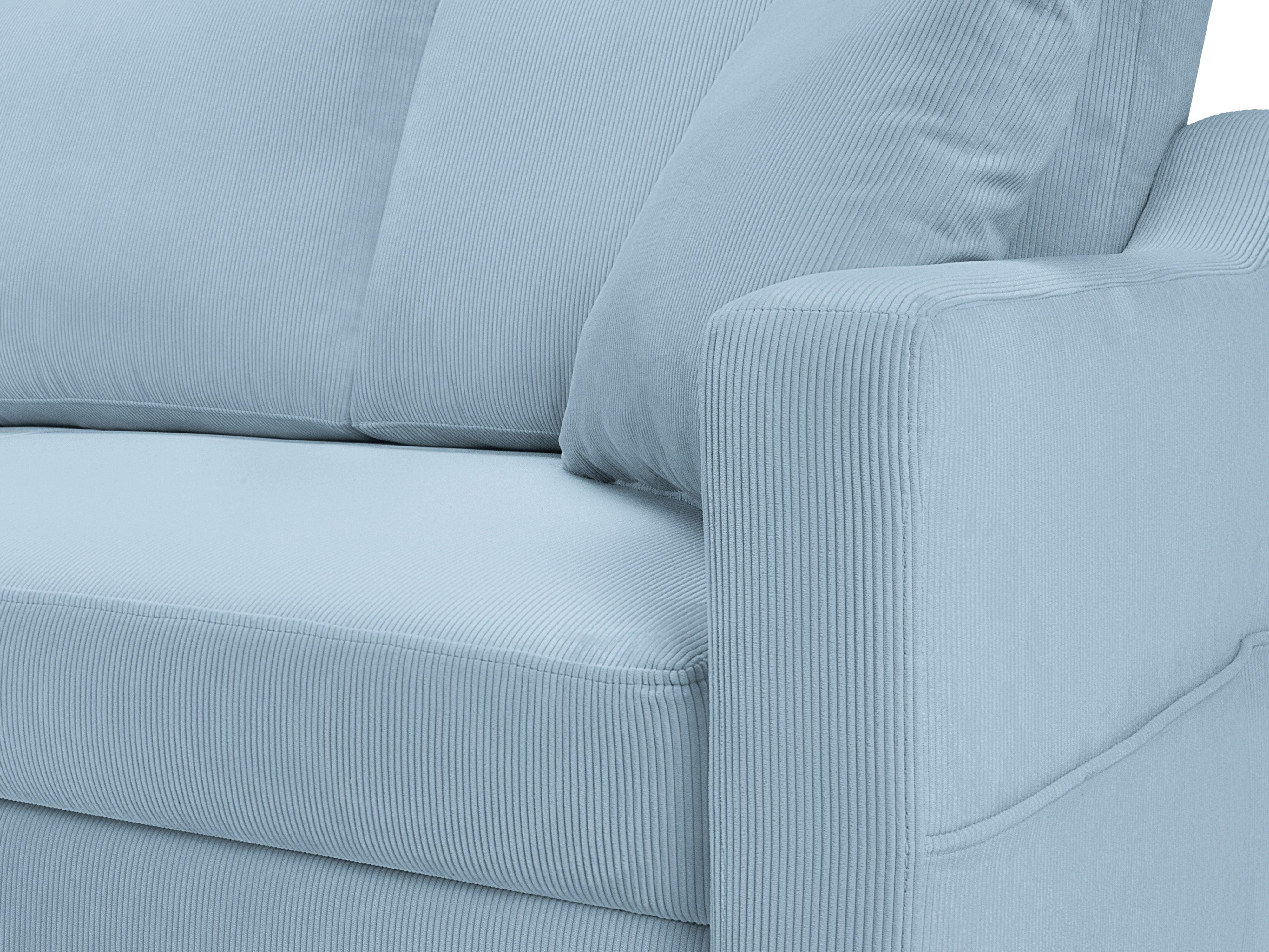 Narożnik lewostronny sztruksowy z funkcją spania ROSE jasnoniebieski Mazzini Sofas Eye on Design