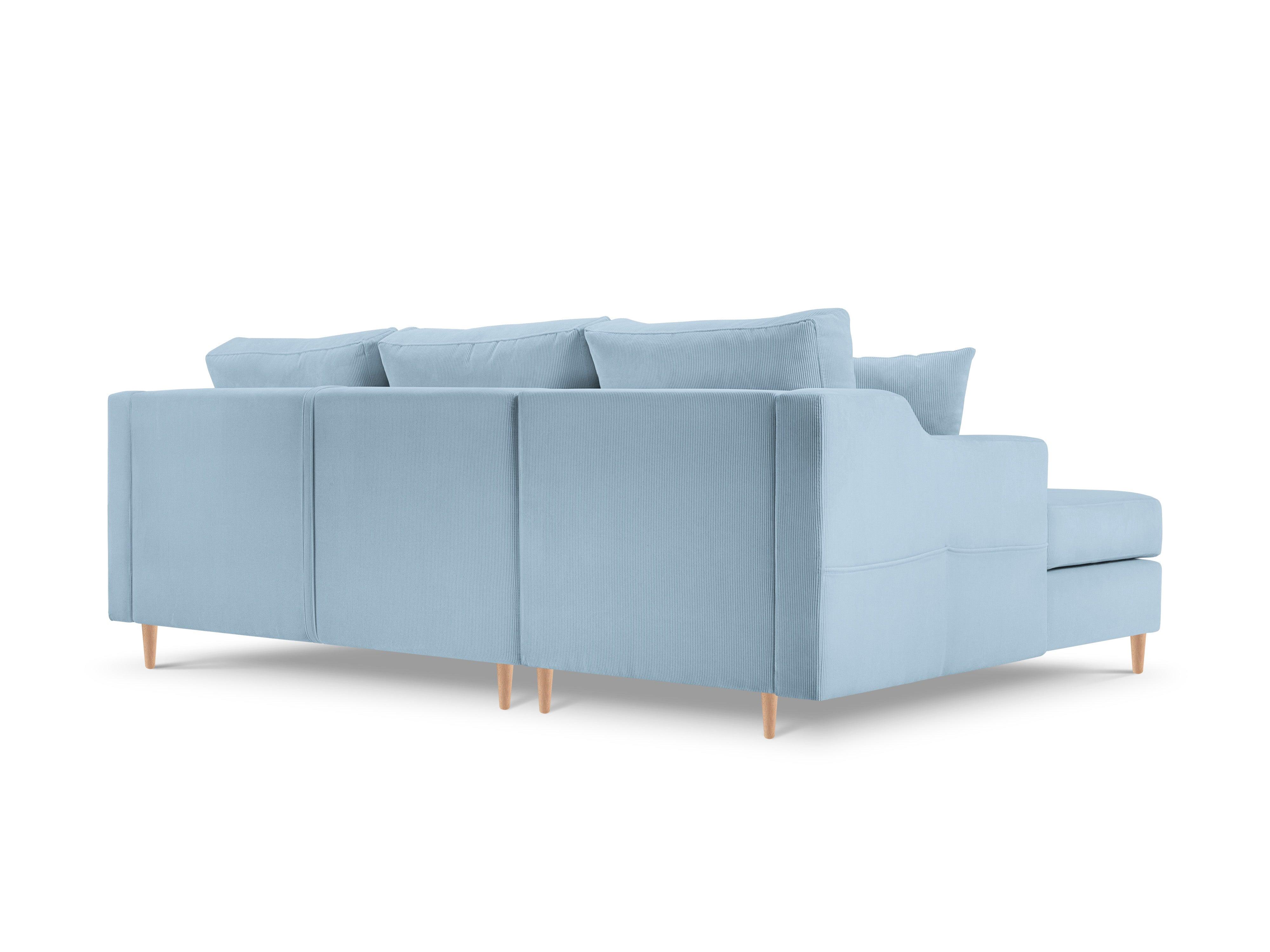Narożnik lewostronny sztruksowy z funkcją spania ROSE jasnoniebieski Mazzini Sofas Eye on Design