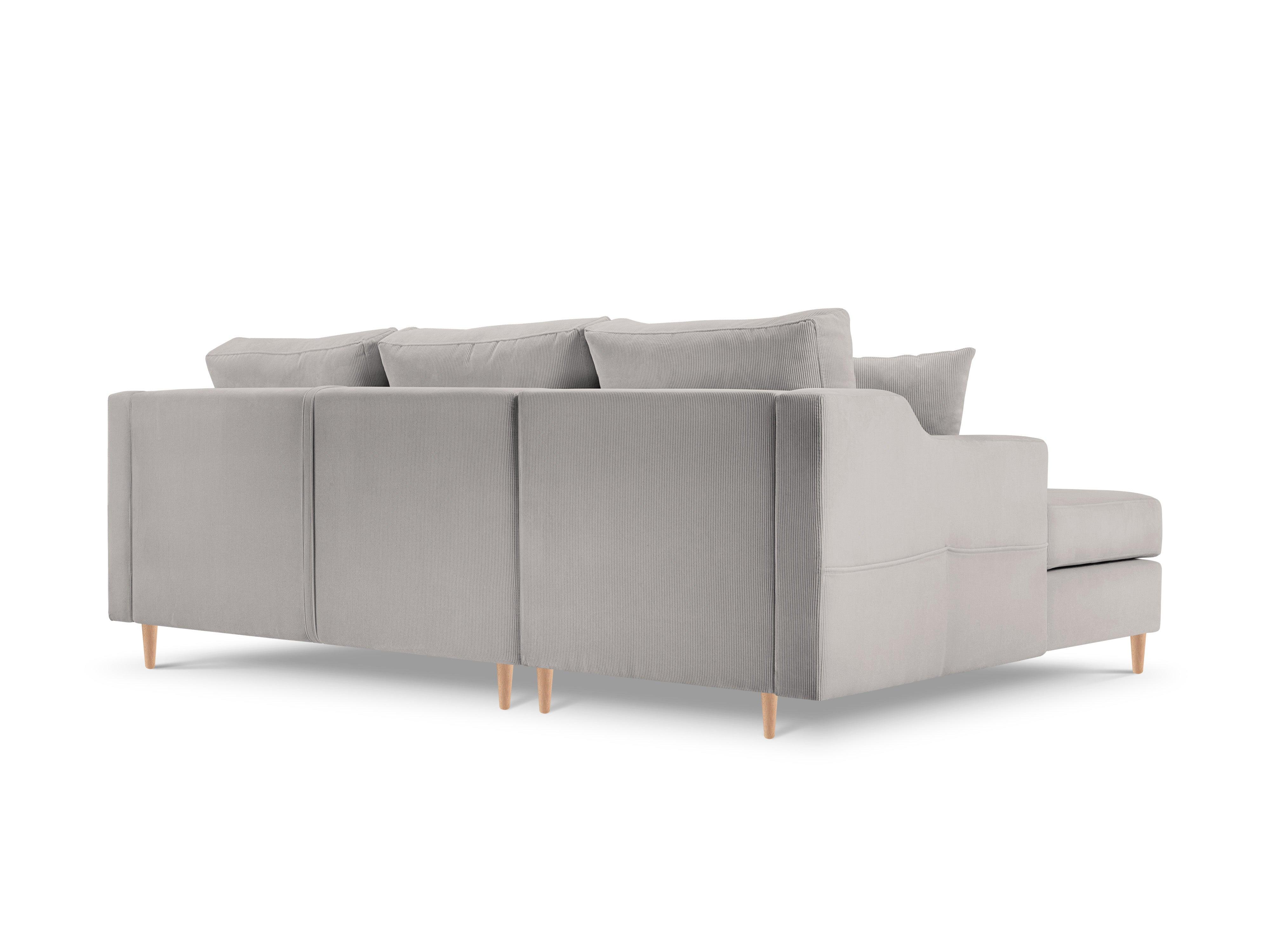Narożnik lewostronny sztruksowy z funkcją spania ROSE jasnoszary Mazzini Sofas Eye on Design