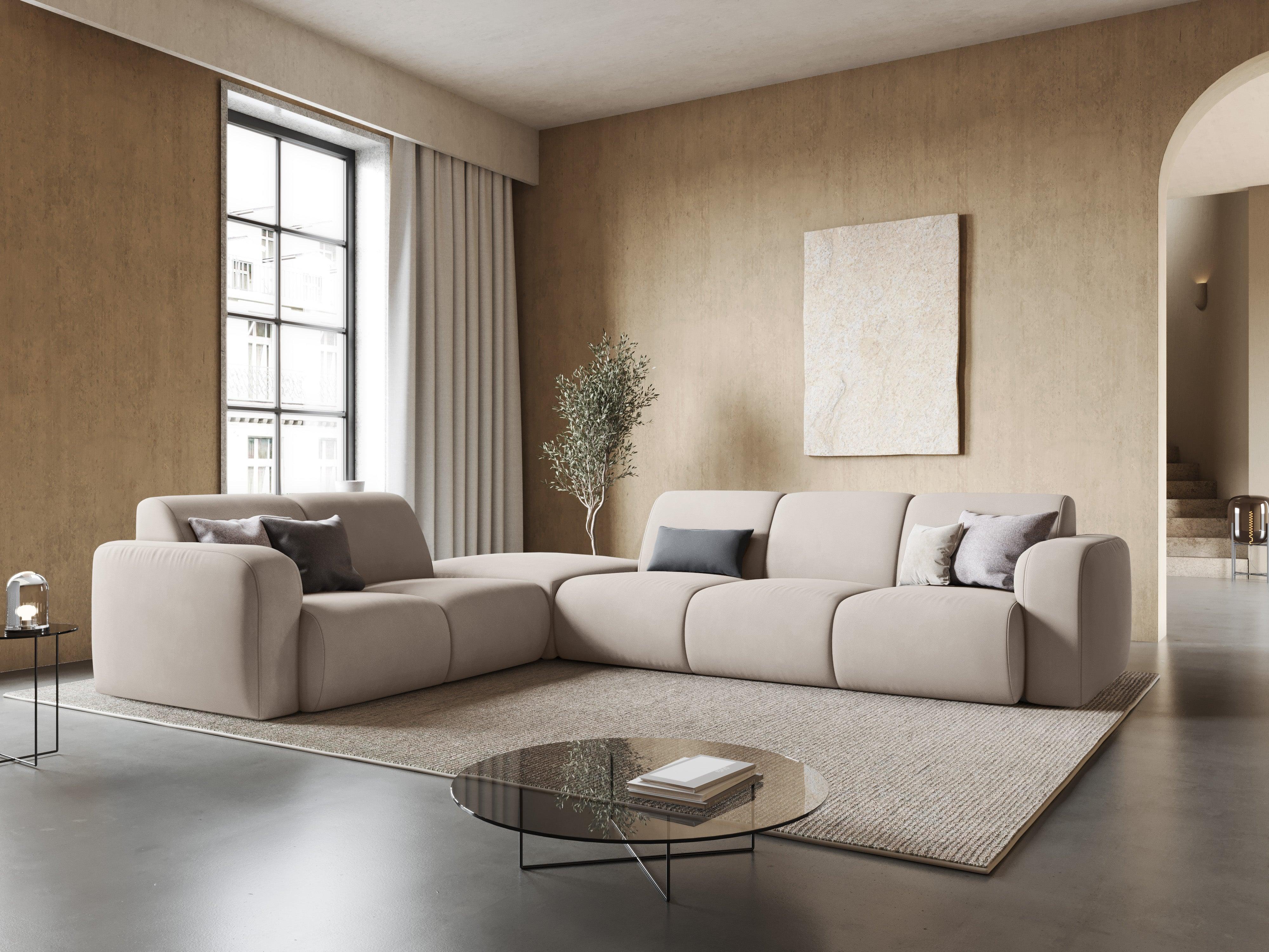 Narożnik lewostronny w tkaninie chenillowej 6-osobowy LOLA beżowy Windsor & Co Eye on Design