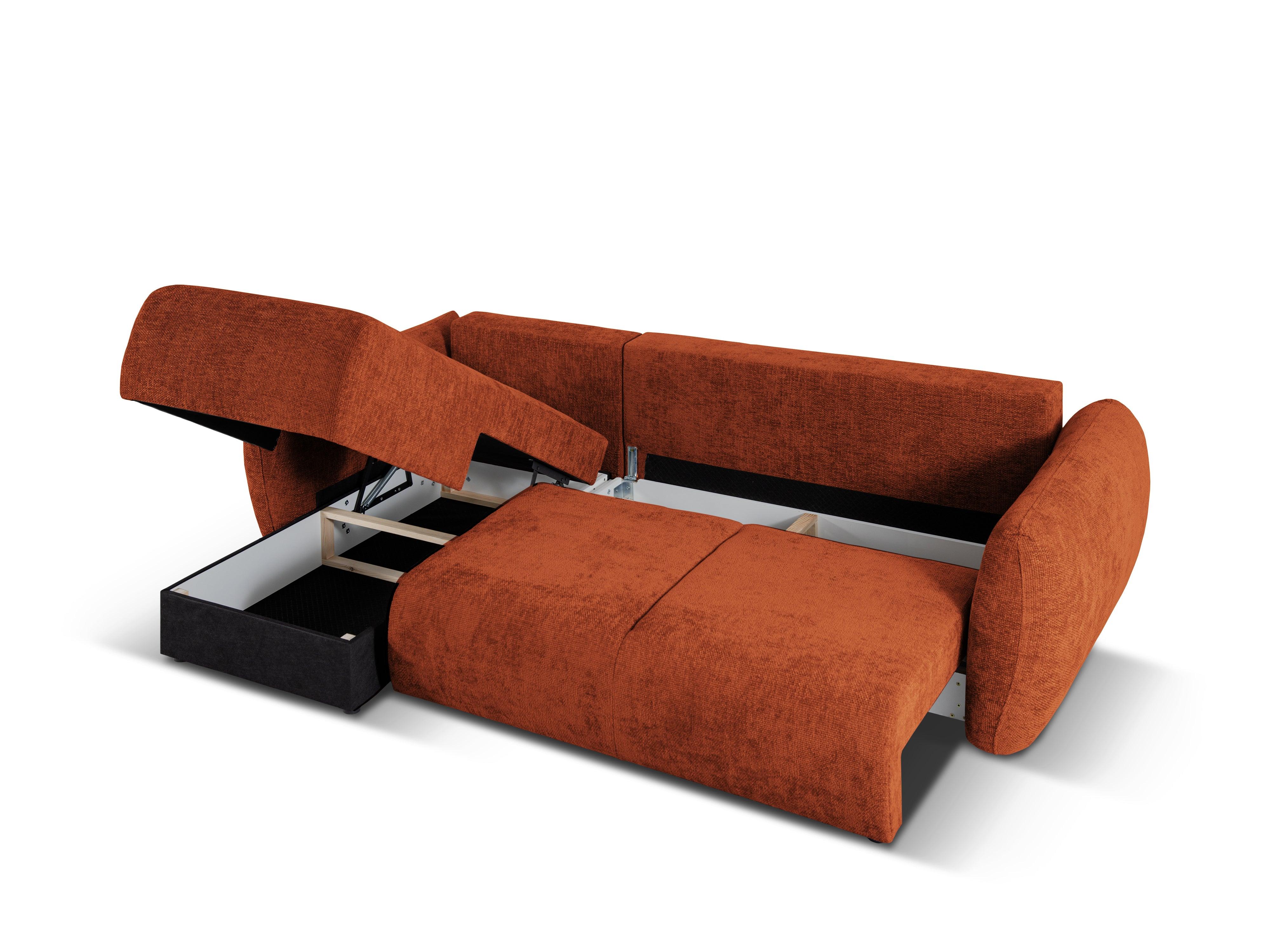 Narożnik lewostronny z funkcją spania MATERA terracotta szenil Cosmopolitan Design Eye on Design