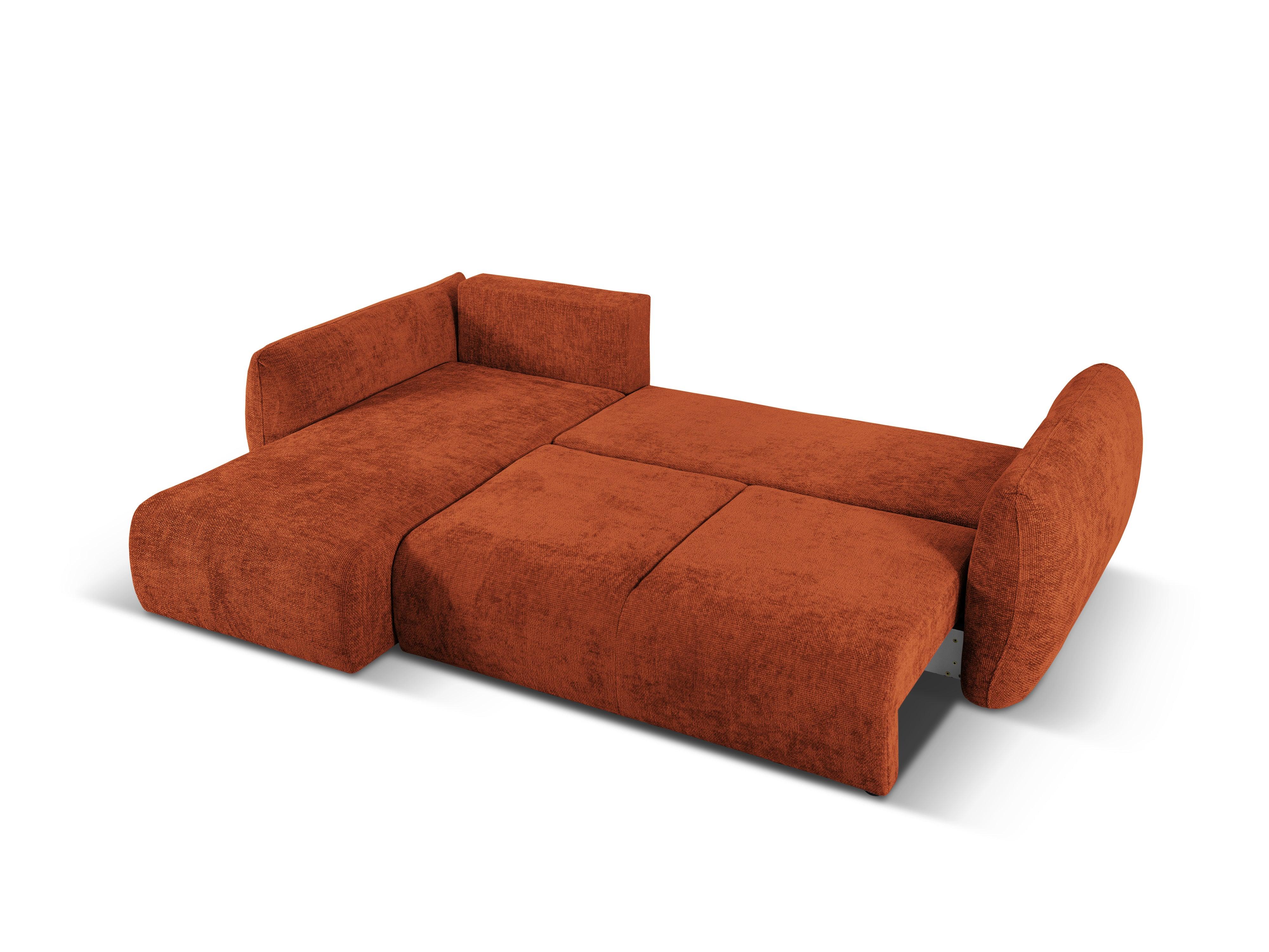 Narożnik lewostronny z funkcją spania MATERA terracotta szenil Cosmopolitan Design Eye on Design