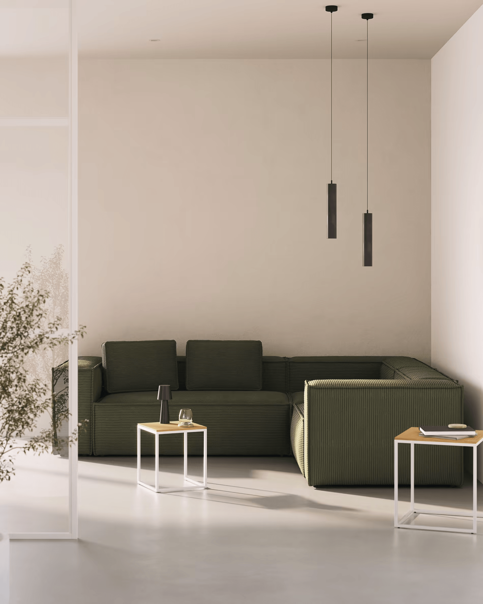 Narożnik modułowy 3-osobowy BLOK zielony sztruks La Forma Eye on Design
